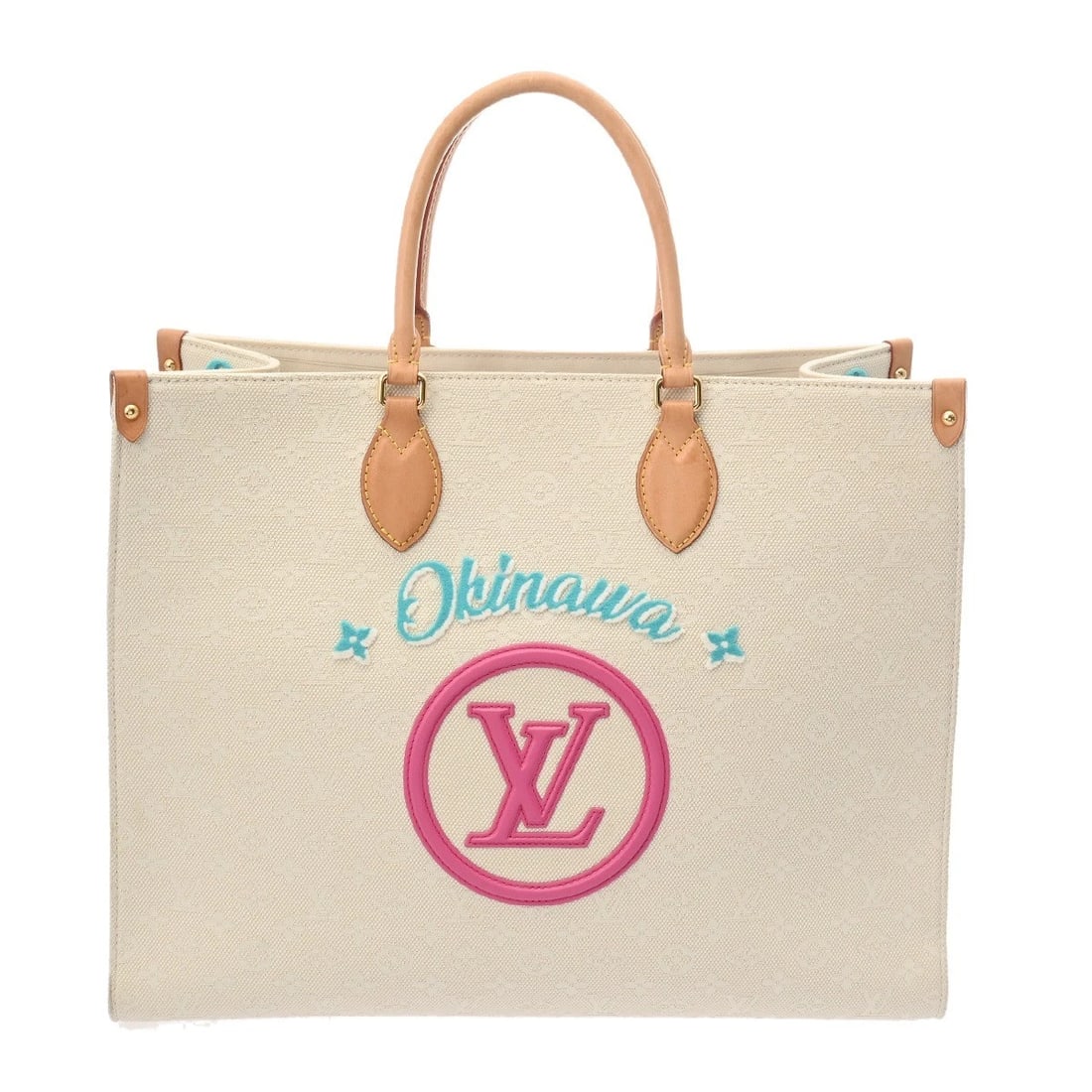 LOUIS VUITTON ON THE GO GM OKINAWA LIMITED MONOGRAM CANVAS: LOUIS VUITTON On the Go GM Okinawa Limited Monogram canvas Brand: LOUIS VUITTON Type: Tote Bag Material: Monogram canvas Color: white Size: H:about 12.6inch W:about 16.1inch (Bottom) D:about 6.7inch