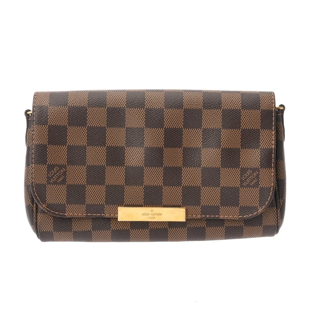LOUIS VUITTON FAVORIT PM DAMIER UNISEX SHOULDER BAG: LOUIS VUITTON Favorit PM Damier unisex Shoulder Bag Brand: LOUIS VUITTON Type: Shoulder Bag Material: Damier canvas Color: Ebene Size: H:about 5.3inch W:about 8.3inch D:about 1.8inch Accessories: