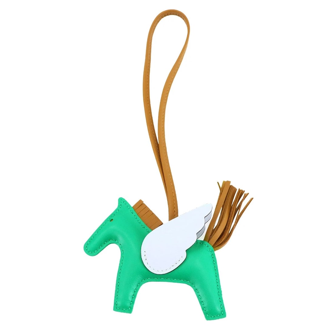 HERMES RODEO PEGASUS PM BAG CHARM SESAME BLEU BRUMU: HERMES Rodeo Pegasus PM Bag Charm Sesame Bleu Brumu Brand: HERMES Type: Bag Charm Material: Agneau Milo Color: Menthe , Sesame , Bleu Brumu Size: W4.7 x H3 inch strap: 6.9inch Accessories: None