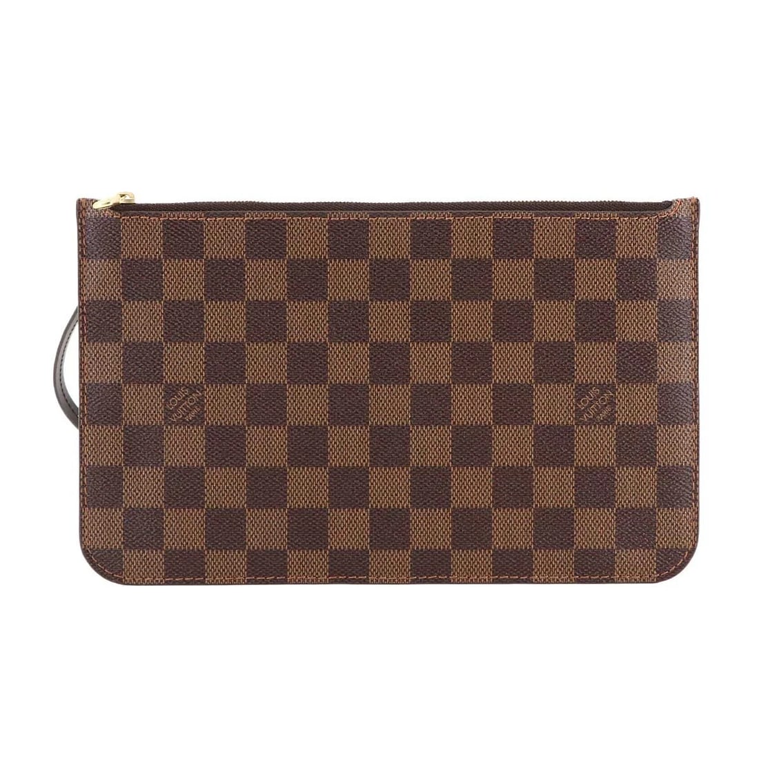 LOUIS VUITTON DAMIER POUCH EBENE BROWN PURSE: LOUIS VUITTON Damier Pouch Ebene Brown Purse Brand: LOUIS VUITTON Type: Pouch Material: Damier Canvas Color: Ebene Size: W 9.65 inch, H 5.91 inch, D 0.00 inch Accessories: None Accessories