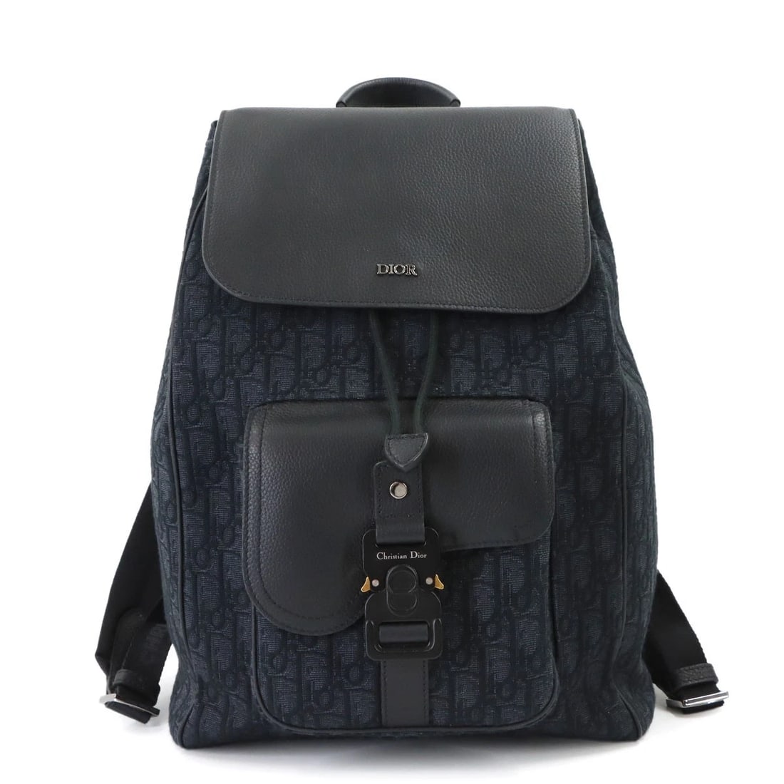 CHRISTIAN DIOR OBLIQUE BACKPACK CANVAS LEATHER BLACK PURSE: Christian Dior Oblique Backpack Canvas Leather Black Purse Brand: Christian Dior Type: Backpack Material: Leather , Canvas Color: Black Size: W 10.63 inch, H 15.35 inch, D 5.51 inch Accessories: N
