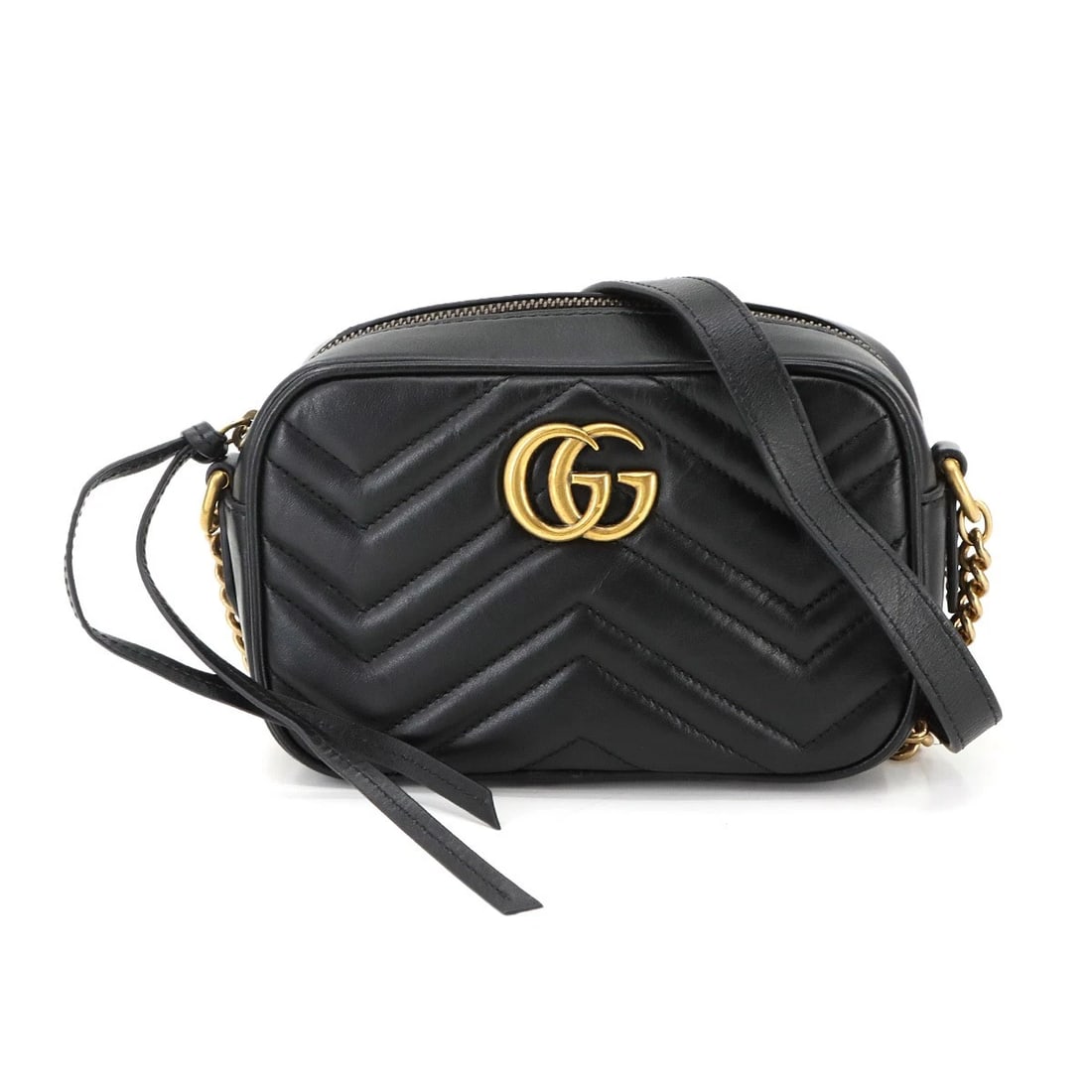 GUCCI GG MARMONT QUILTING MINI CHAIN SHOULDER BAG: GUCCI GG Marmont Quilting Mini Chain Shoulder Bag Brand: GUCCI Type: Shoulder Bag Material: Leather Color: Black Size: W 7.09 inch, H 4.72 inch, D 2.36 inch Accessories: None Accessories N