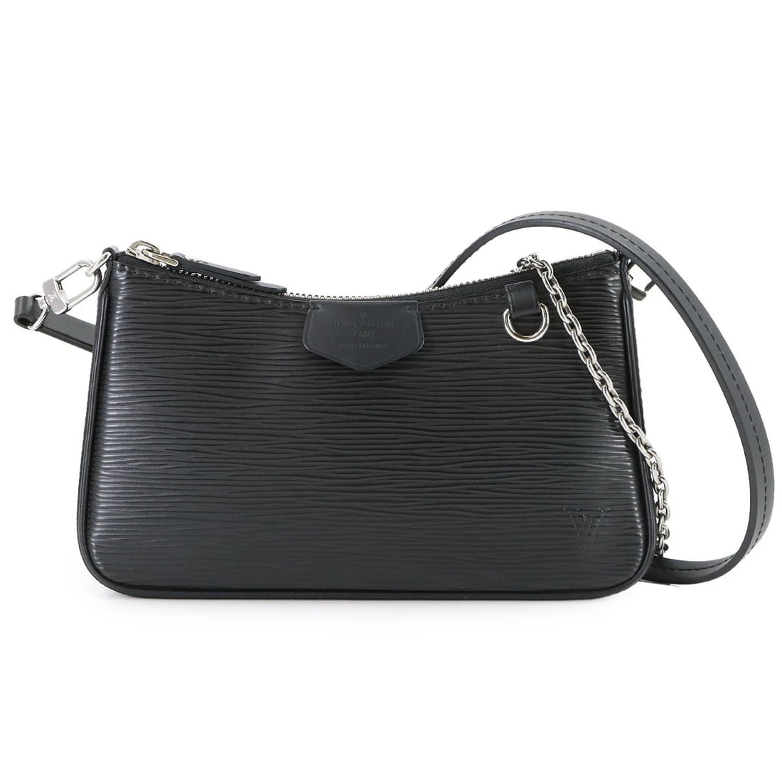 LOUIS VUITTON EPI EASY POUCH 2WAY SHOULDER BAG: LOUIS VUITTON Epi Easy Pouch 2way Shoulder Bag Brand: LOUIS VUITTON Type: Shouder Bag / Hand bag Material: Epi Leather Color: Noir Size: W 8.07 inch, H 4.53 inch, D 1.38 inch Accessories: None