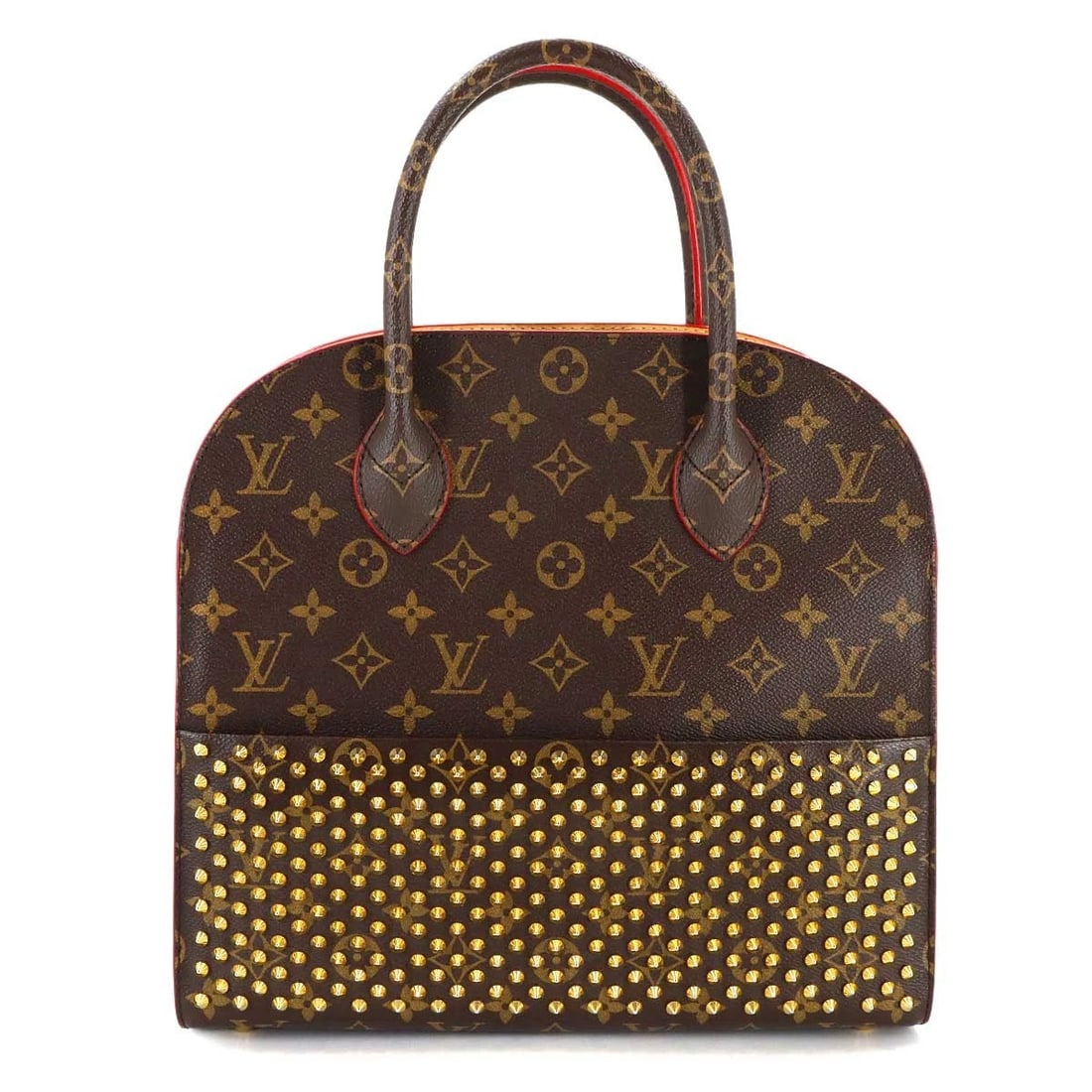 LOUIS VUITTON MONOGRAM CHRISTIAN LOUBOUTIN ICONOCLAST HAND BAG: LOUIS VUITTON Monogram Christian Louboutin Iconoclast Hand Bag Brand: LOUIS VUITTON Type: Hand Bag Material: Monogram Canvas , Unborn Calf Color: Monogram , Red Size: W 12.20 inch, H 11.42 inch, D 4.5