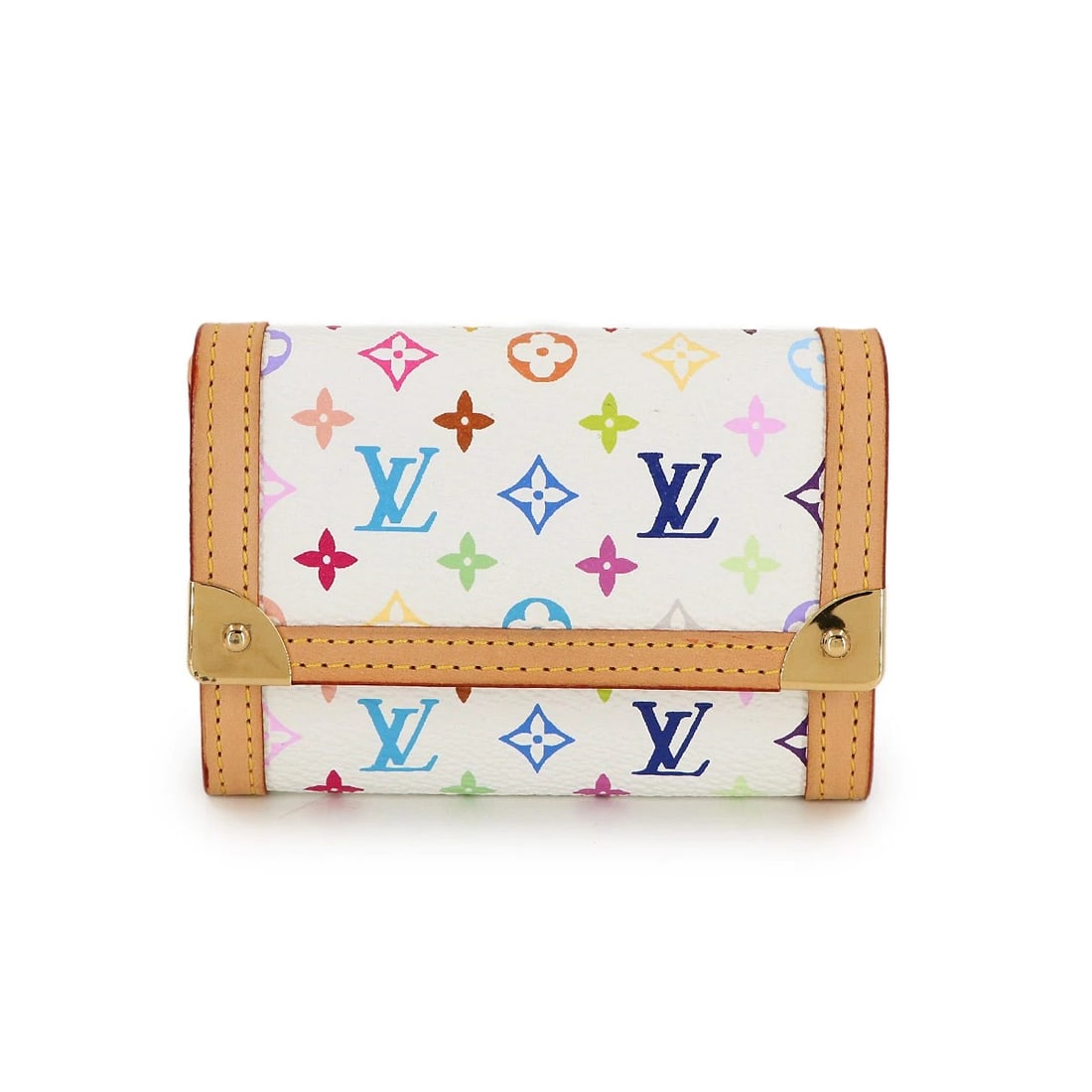 LOUIS VUITTON PORTE MONNAIE PLAT COIN PURSE: LOUIS VUITTON Porte Monnaie Plat Coin Purse Brand: LOUIS VUITTON Type: Coin Purse Material: Monogram Multi color Canvas Color: Blanc Size: W 3.86 inch, H 2.76 inch, D 0.98 inch Accessories: None <