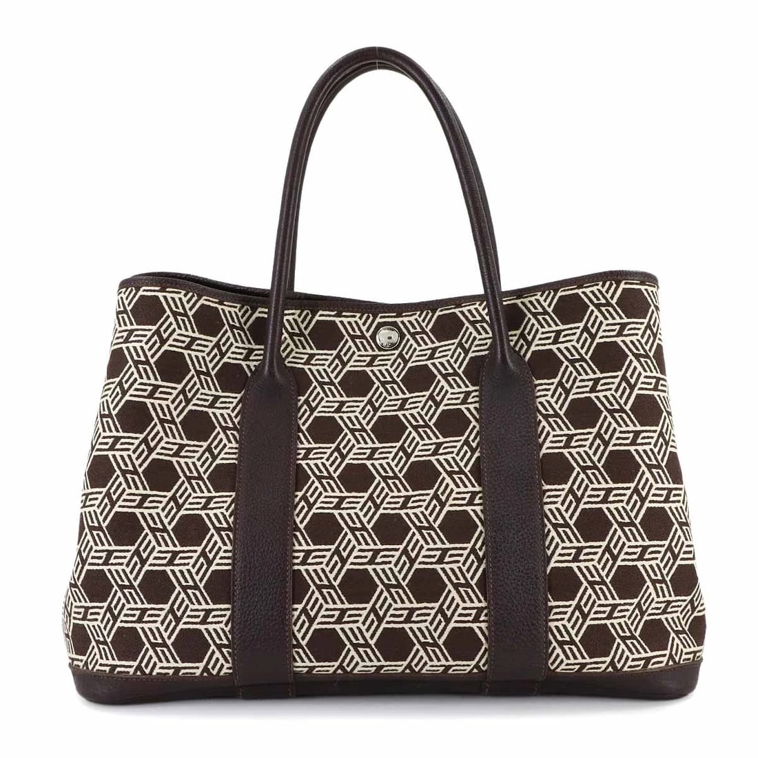 HERMES GARDEN PARTY PM TOTE BAG TOILE SO H: HERMES Garden Party PM Tote Bag Toile So H Brand: HERMES Type: Tote Bag Material: Toile So H , Leather Color: Brown , Beige Size: W 14.17 inch, H 9.84 inch, D 6.69 inch Accessories: None A