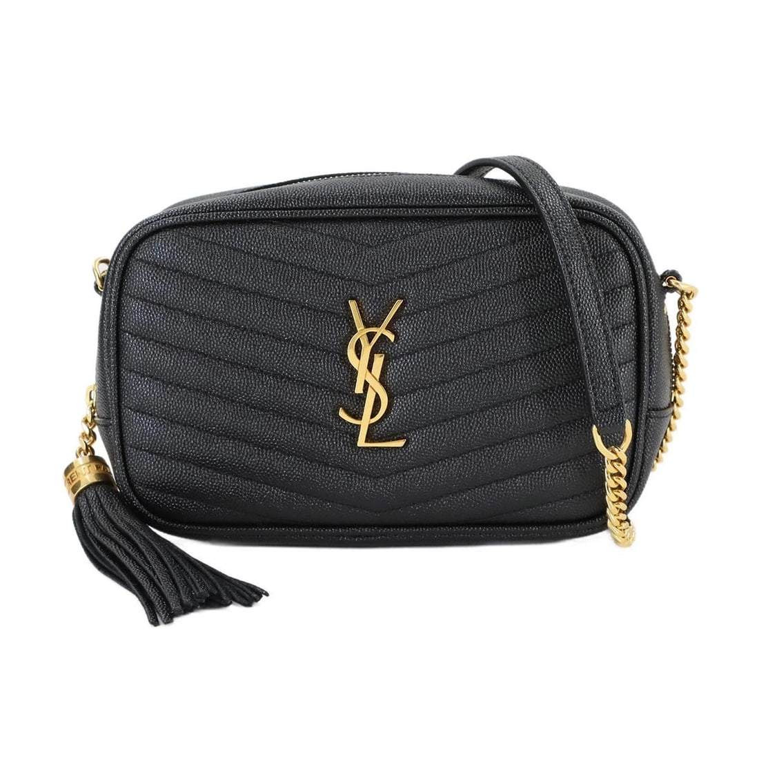 SAINT LAURENT LOU MINI CHAIN SHOULDER BAG LEATHER: SAINT LAURENT Lou Mini Chain Shoulder Bag Leather Brand: SAINT LAURENT Type: Shoulder Bag Material: Leather Color: Black Size: W 7.28 inch, H 4.53 inch, D 1.97 inch Accessories: None Acces