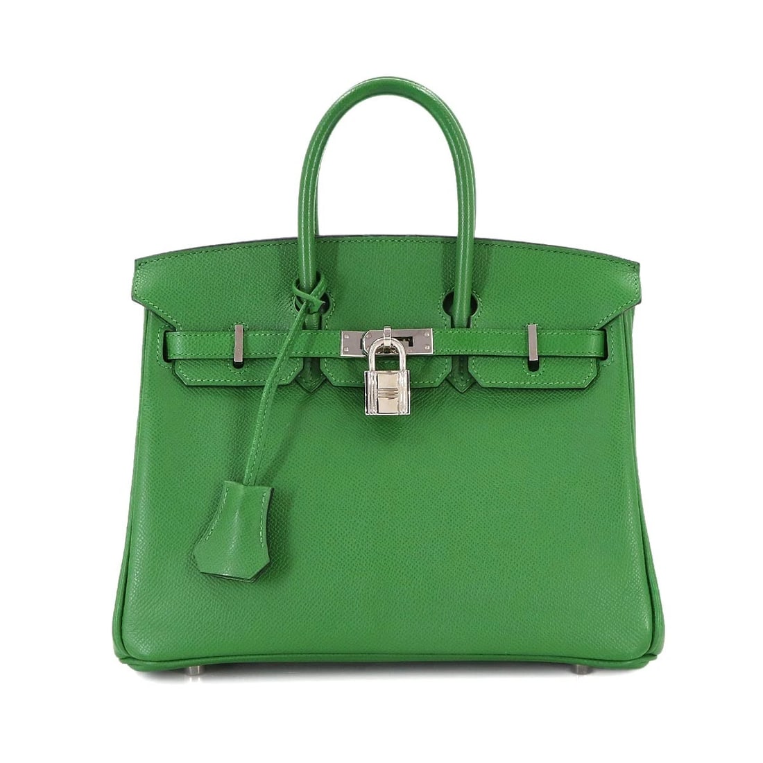 HERMES BIRKIN 25 VEAU EPSOM VERT BENGALE HAND BAG: HERMES Birkin 25 Veau Epsom Vert Bengale Hand Bag Brand: HERMES Type: Hand Bag Material: Veau Epsom Color: Vert Bengale Size: W 9.84 inch, H 8.27 inch, D 5.12 inch Accessories: None Access