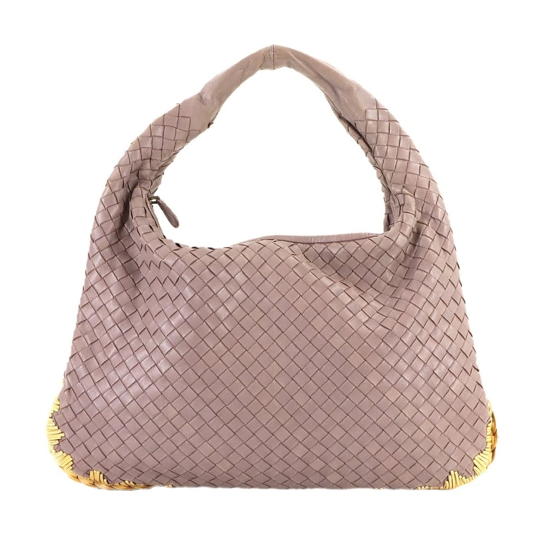 BOTTEGA VENETA INTRECCIATO HOBO SHOULDER BAG: BOTTEGA VENETA Intrecciato Hobo Shoulder Bag Brand: BOTTEGA VENETA Type: Shoulder Bag Material: Leather Color: Purple Size: W 15.16 inch, H 9.65 inch, D 1.57 inch Accessories: None Accesso