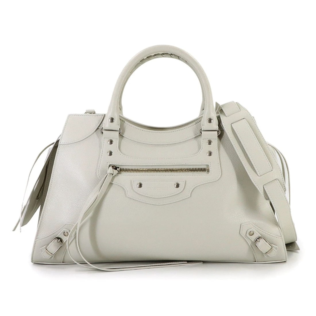 BALENCIAGA NEO CLASSIC CITY MEDIUM HAND SHOULDER BAG: BALENCIAGA Neo Classic City Medium Hand Shoulder Bag Brand: BALENCIAGA Type: Hand Bag / Shoulder Bag Material: Leather Color: White Size: W 17.32 inch, H 10.63 inch, D 7.28 inch Accessories: None