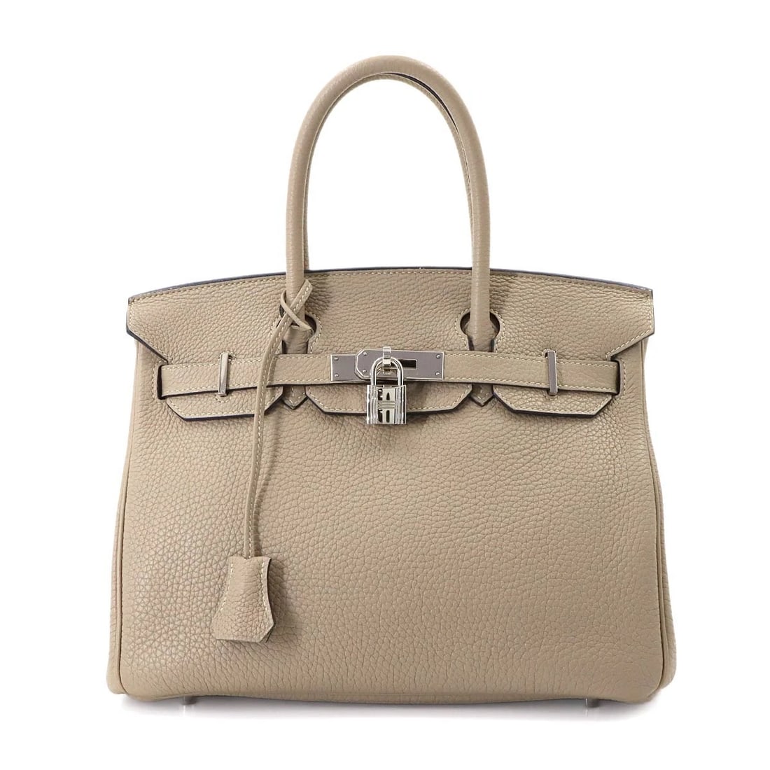 HERMES BIRKIN 30 TOGO LEATHER GRIS TOURTERELLE HAND BAG: HERMES Birkin 30 Togo Leather Gris Tourterelle Hand Bag Brand: HERMES Type: Hand Bag Material: Togo Color: Gris Tourterelle Size: W 11.61 inch, H 9.65 inch, D 6.30 inch Accessories: None A
