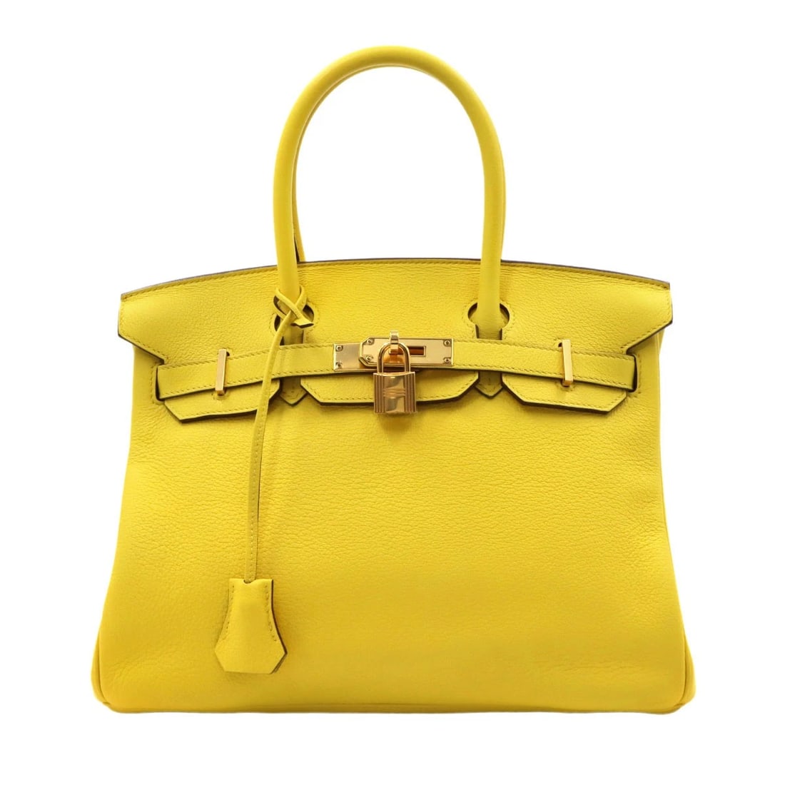 HERMES BIRKIN 30 TAURILLON NOVILLO HAND BAG: HERMES Birkin 30 Taurillon Novillo Hand Bag Brand: HERMES Type: Hand Bag Material: Taurillon Novillo Color: Jaune de Naples Size: W 11.81 inch, H 9.65 inch, D 6.30 inch Accessories: None A