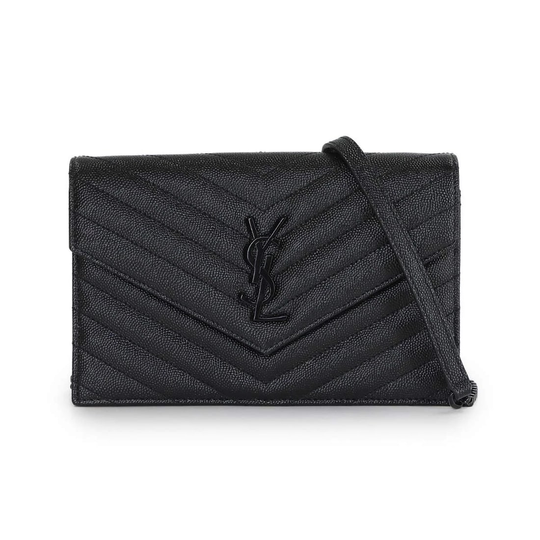 SAINT LAURENT CASSANDRE ENVELOPE CHAIN WALLET: SAINT LAURENT Cassandre Envelope Chain Wallet Brand: SAINT LAURENT Type: Chain Wallet Material: Leather Color: Black Size: W 7.48 inch, H 4.72 inch, D 1.57 inch Accessories: None Accessori