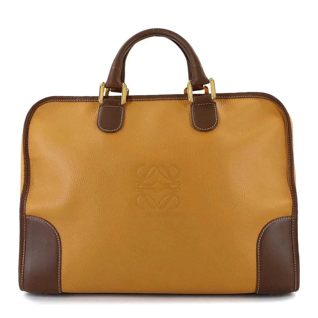 LOEWE AMAZONA 40 HAND BOSTON BAG LEATHER: LOEWE Amazona 40 Hand Boston Bag Leather Brand: LOEWE Type: Hand Bag Material: Leather Color: Brown Size: W 15.75 inch, H 11.42 inch, D 6.89 inch Accessories: None Accessories Notice: When