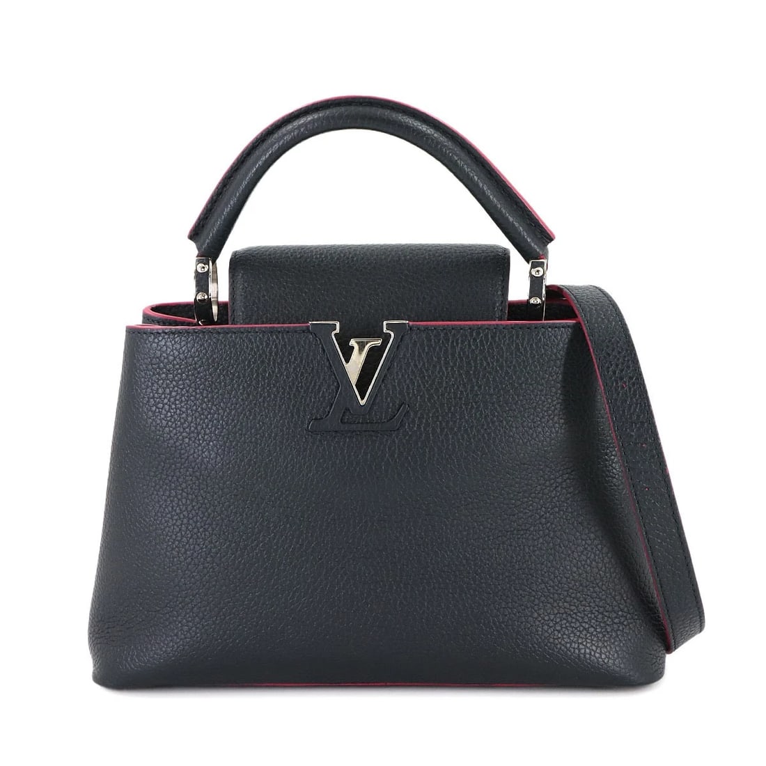 LOUIS VUITTON CAPUCINES BB HAND SHOULDER BAG: LOUIS VUITTON Capucines BB Hand Shoulder Bag Brand: LOUIS VUITTON Type: Hand Bag / Shoulder Bag Material: Taurillon Leather Color: Cobalt , Fuchsia Size: W 10.63 inch, H 7.09 inch, D 3.54 inch Acc