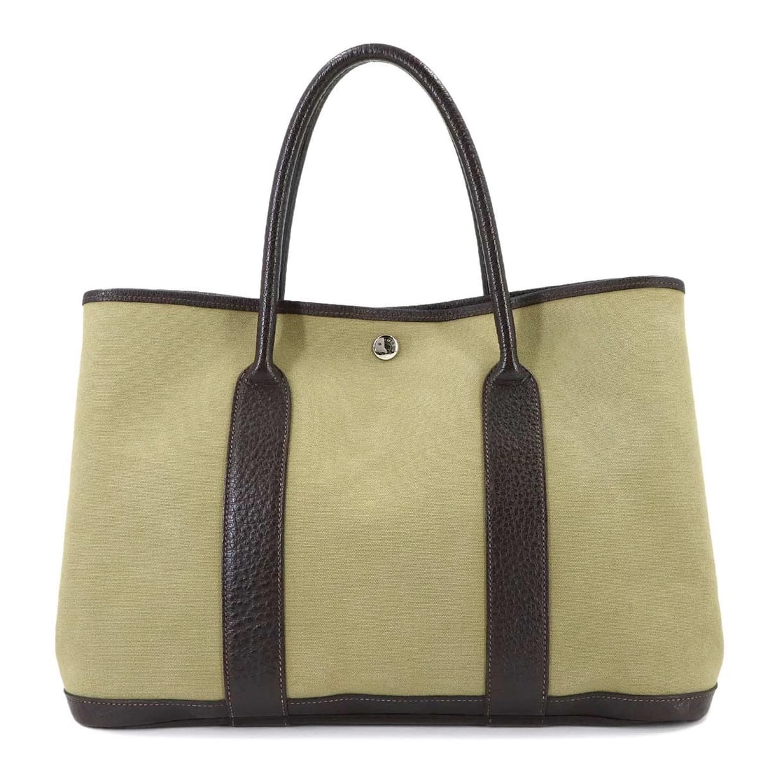 HERMES GARDEN PARTY PM TOTE BAG BUFFLE SKIPPER: HERMES Garden Party PM Tote Bag Buffle Skipper Brand: HERMES Type: Tote Bag Material: Toile Officier , Buffle Skipper Color: Khaki , Brown Size: W 14.17 inch, H 9.84 inch, D 6.69 inch Accessories: