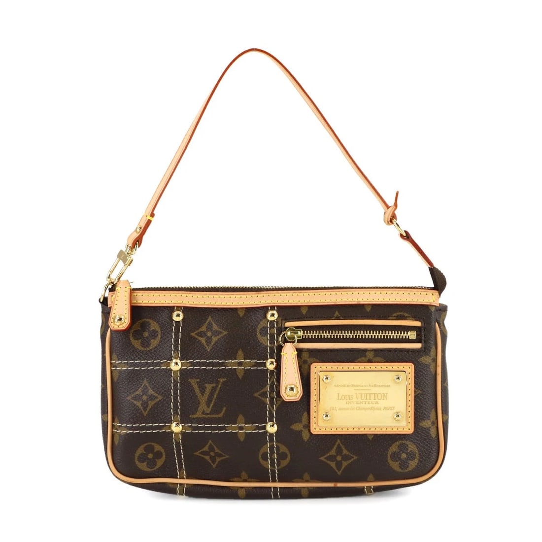 LOUIS VUITTON MONOGRAM RIVET POCHETTE ACCESSORIES POUCH: LOUIS VUITTON Monogram Rivet Pochette Accessories Pouch Brand: LOUIS VUITTON Type: Hand Bag Material: Monogram Canvas Color: Monogram Size: W 8.27 inch, H 5.12 inch, D 1.57 inch Accessories: None