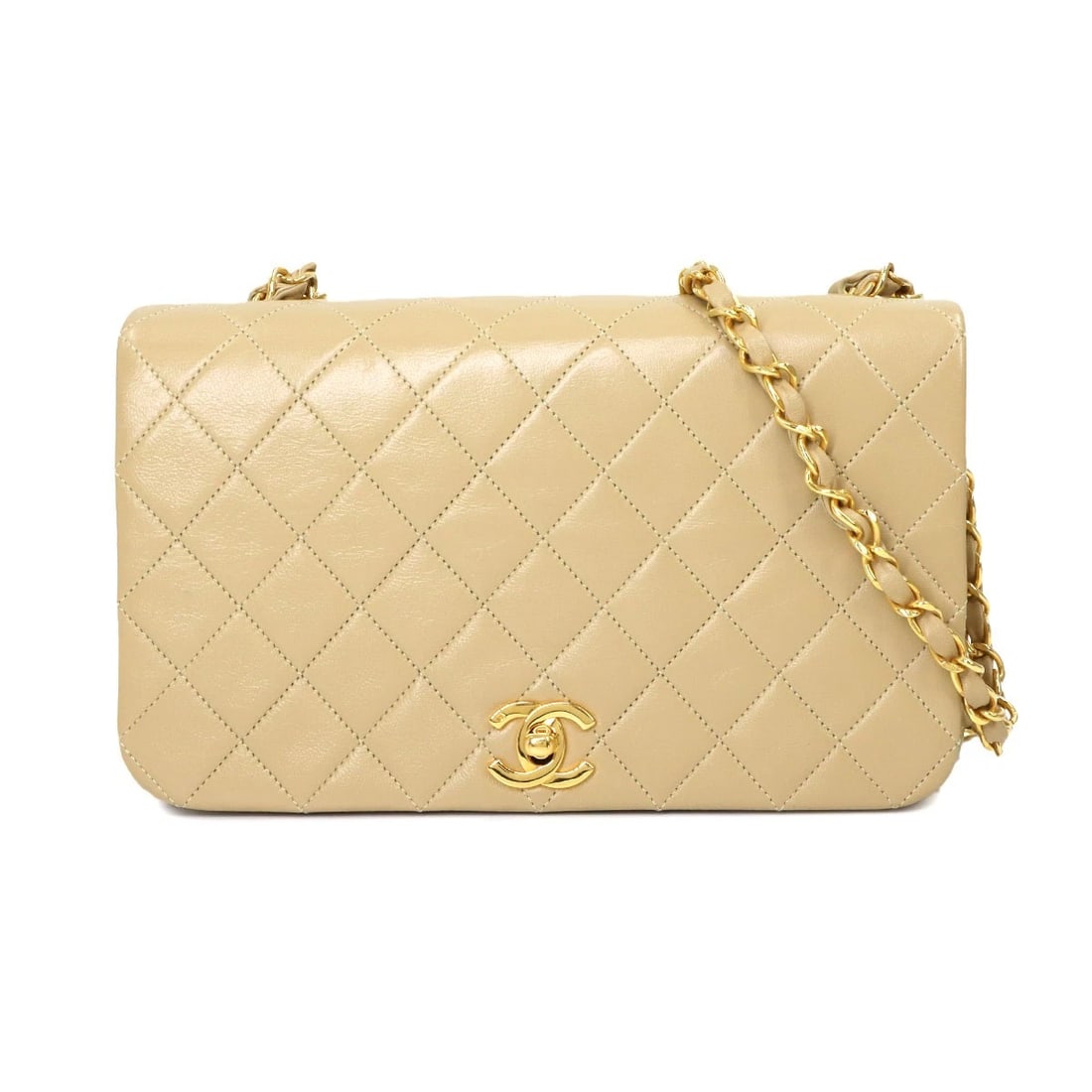 CHANEL MATELASSE CHAIN SHOULDER BAG LEATHER: CHANEL Matelasse Chain Shoulder Bag Leather Brand: CHANEL Type: Shoulder Bag Material: Leather Color: Beige Size: W 9.25 inch, H 5.31 inch, D 2.56 inch Accessories: None Accessories Notice