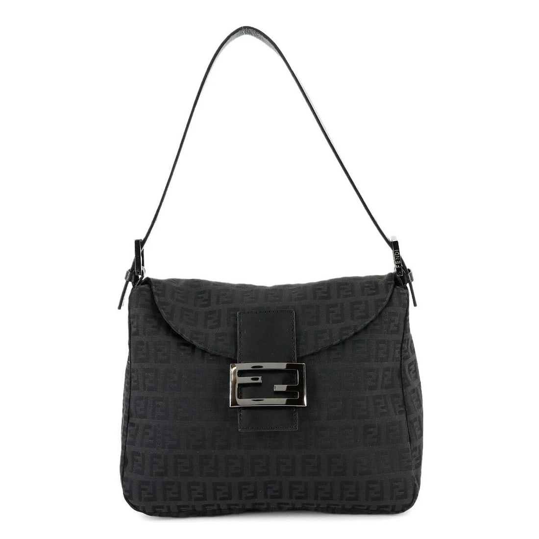 FENDI ZUCCHINO MAMMA BAGUETTE SHOULDER BAG: FENDI Zucchino Mamma Baguette Shoulder Bag Brand: FENDI Type: Shoulder Bag Material: Canvas , Leather Color: Black Size: W 9.45 inch, H 7.48 inch, D 5.12 inch Accessories: None Accessories