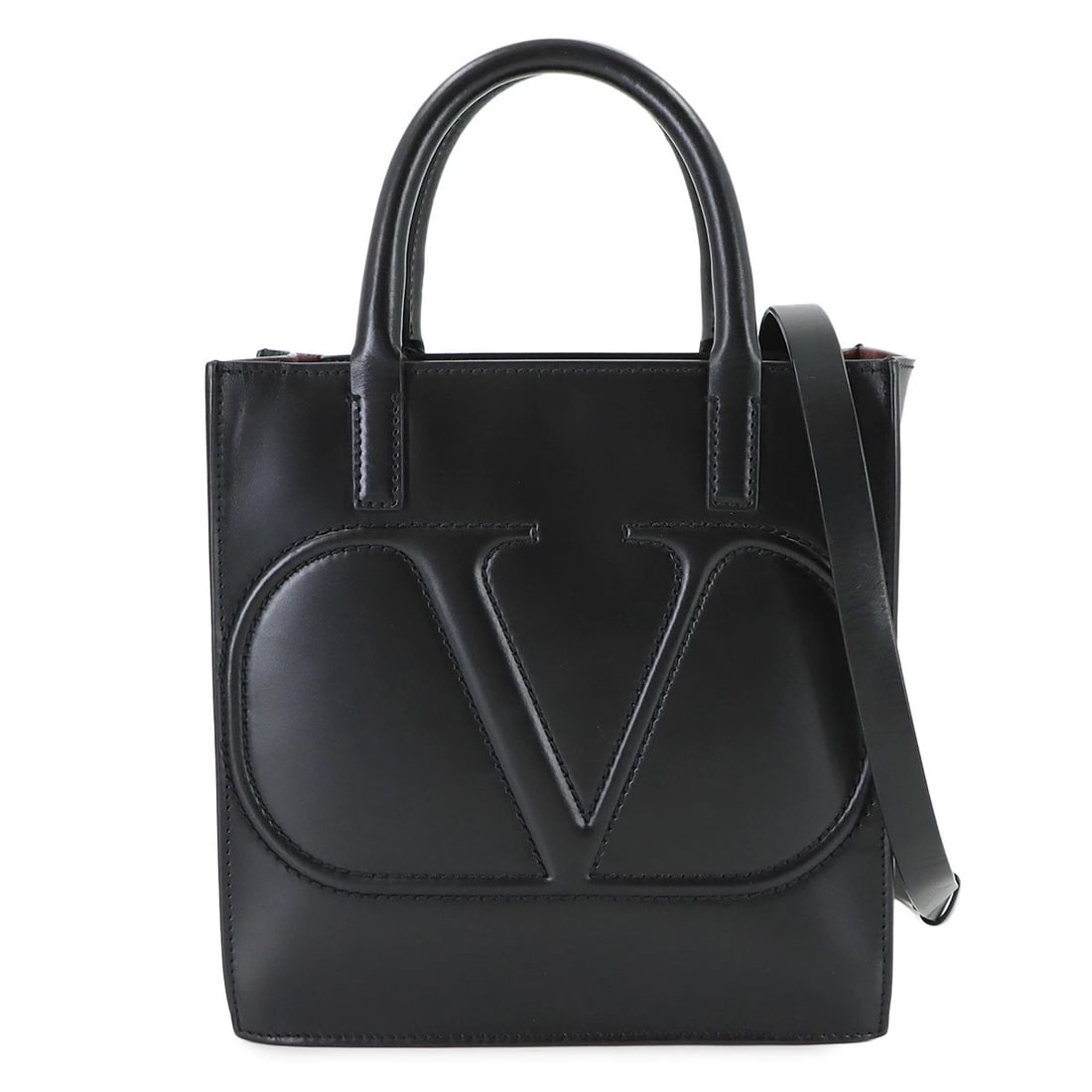 VALENTINO GARAVANI V LOGOS WALK HAND SHOULDER BAG: VALENTINO GARAVANI V Logos Walk Hand Shoulder Bag Brand: VALENTINO GARAVANI Type: Hand Bag / Shoulder Bag Material: Leather Color: Black Size: W 7.87 inch, H 8.07 inch, D 3.54 inch Accessories: No