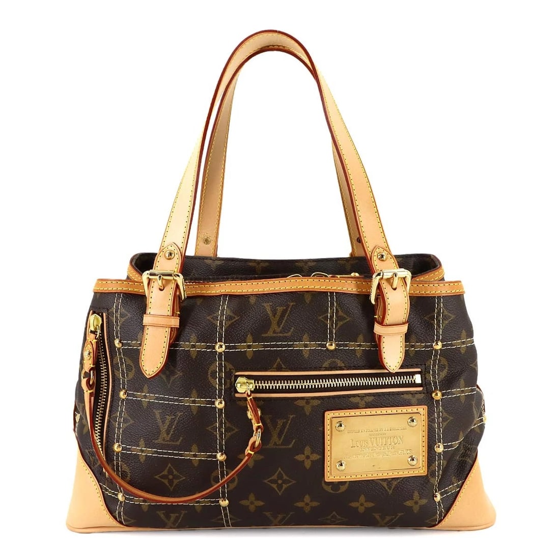 LOUIS VUITTON MONOGRAM RIVETTE TOTE BAG BROWN: LOUIS VUITTON Monogram Rivette Tote Bag Brown Brand: LOUIS VUITTON Type: Tote Bag Material: Mongoram Canvas Color: Monogram Size: W 13.39 inch, H 7.87 inch, D 5.91 inch Accessories: None A