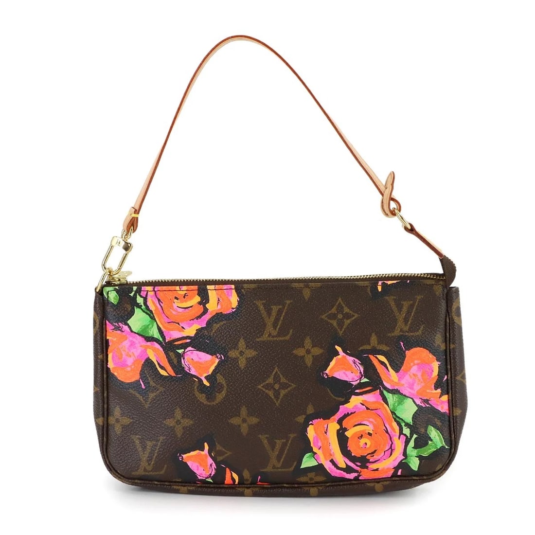 LOUIS VUITTON MONOGRAM ROSE POCHETTE ACCESSOIRES HAND BAG: LOUIS VUITTON Monogram Rose Pochette Accessoires Hand Bag Brand: LOUIS VUITTON Type: Hand bag Material: Monogram Rose Canvas Color: Monogram Rose Size: W 8.46 inch, H 5.12 inch, D 1.38 inch Access
