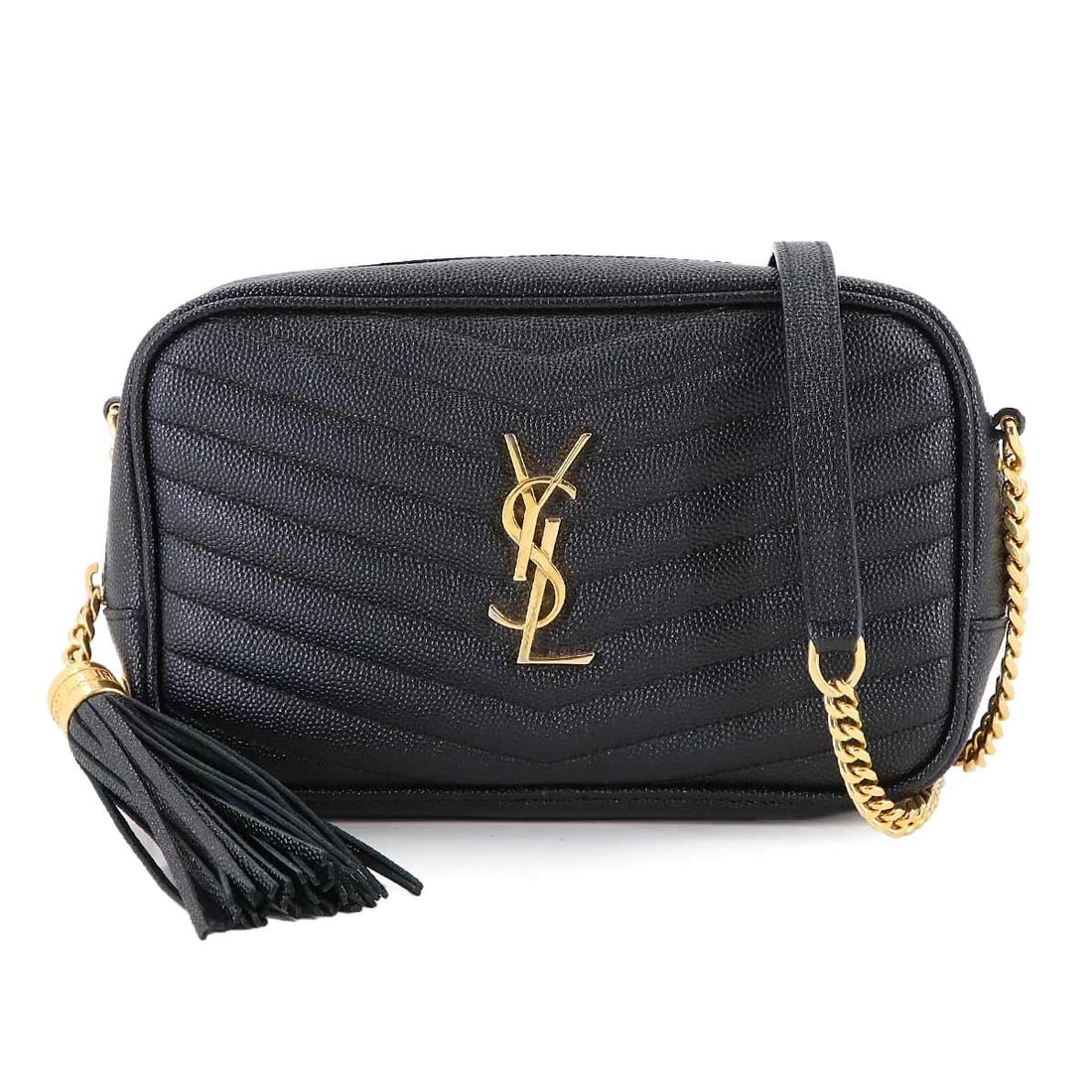 SAINT LAURENT LOU MINI CHAIN SHOULDER BAG: SAINT LAURENT Lou Mini Chain Shoulder Bag Brand: SAINT LAURENT Type: Shoulder Bag Material: Leather Color: Black Size: W 7.28 inch, H 4.53 inch, D 1.77 inch Accessories: None Accessories N