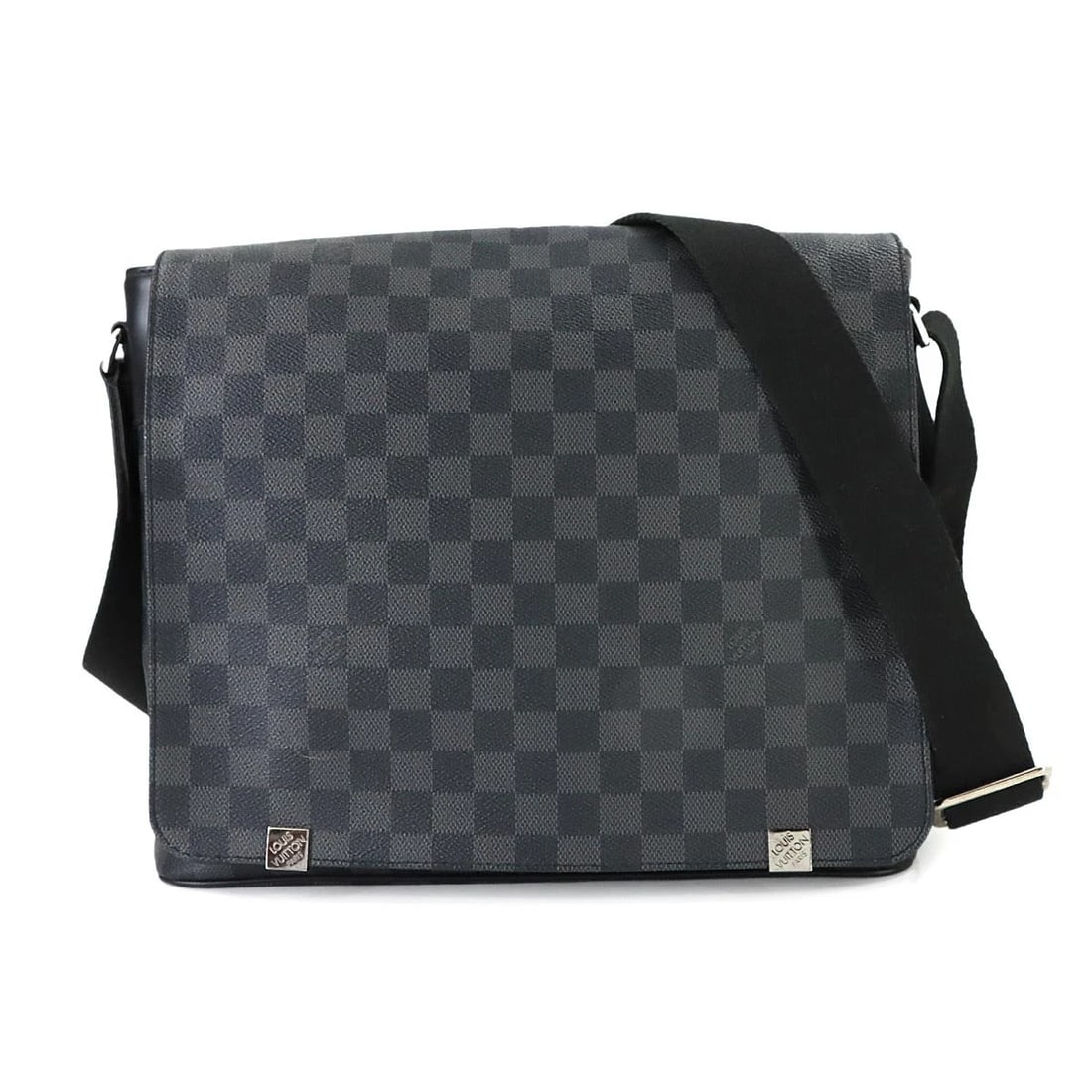 LOUIS VUITTON DAMIER GRAPHITE DISTRICT MM NM SHOULDER BAG: LOUIS VUITTON Damier Graphite District MM NM Shoulder Bag Brand: LOUIS VUITTON Type: Shoulder Bag Material: Damier Graphite Canvas Color: Damier Graphite Size: W 12.60 inch, H 10.63 inch, D 3.15 inch 