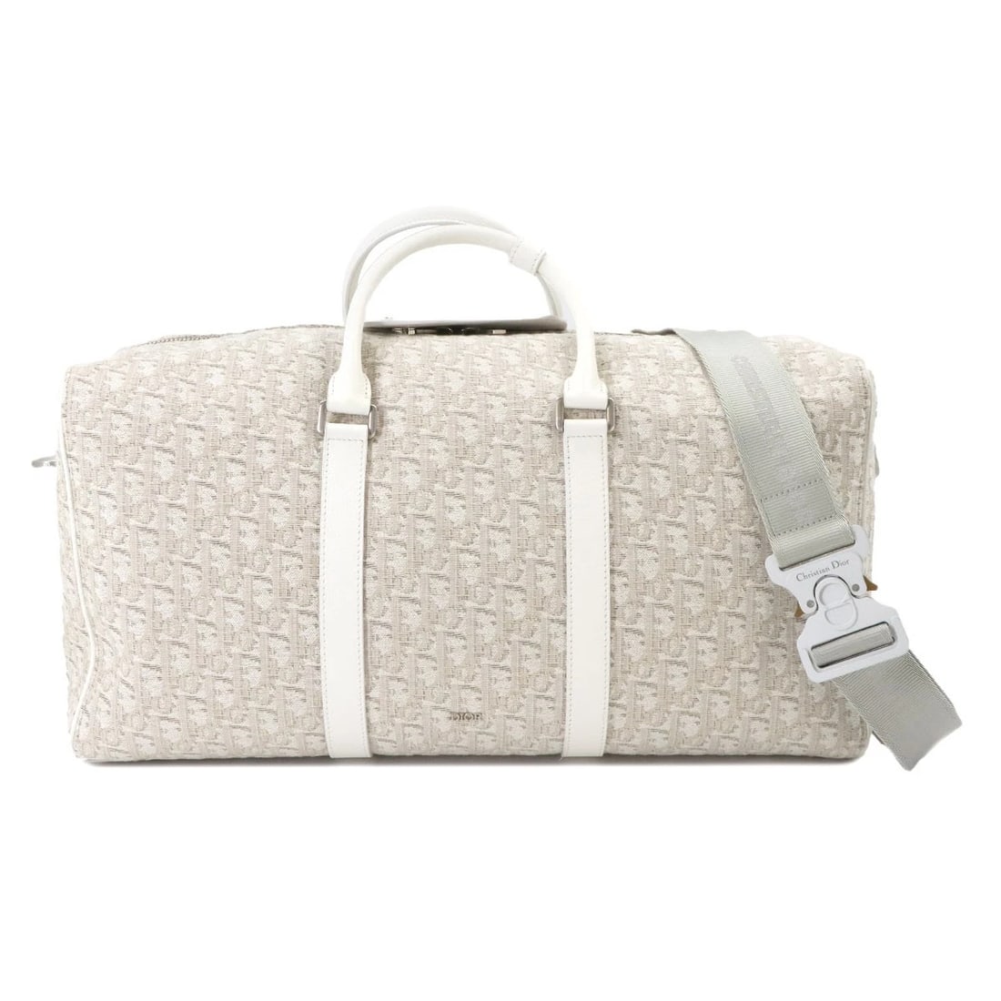CHRISTIAN DIOR OBLIQUE 2WAY BOSTON SHOULDER BAG: Christian Dior Oblique 2way Boston Shoulder Bag Brand: Christian Dior Type: Luggage Material: Canvas , Leather Color: Beige , White Size: W 19.29 inch, H 10.24 inch, D 8.27 inch Accessories: None