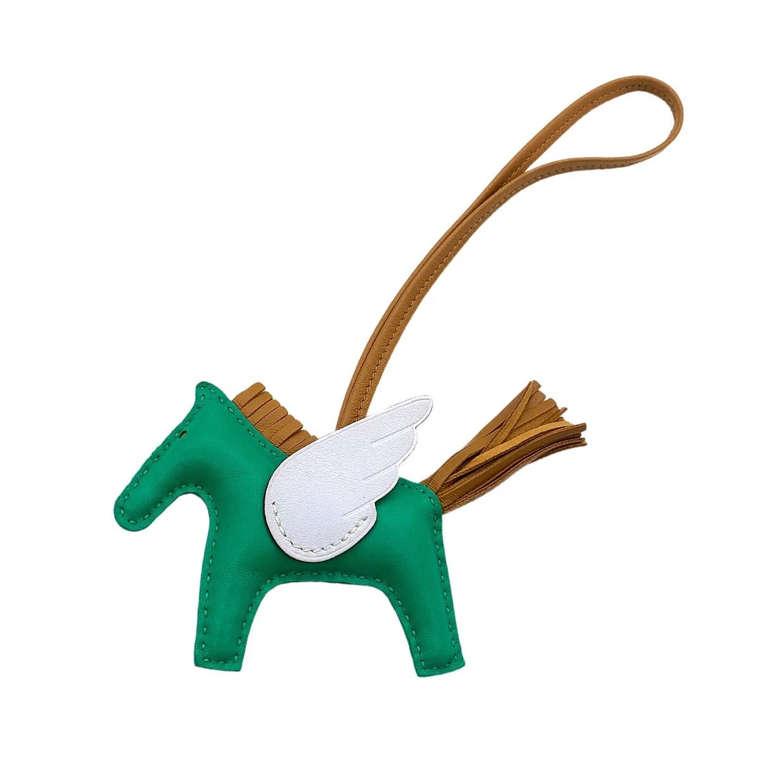 HERMES RODEO PEGASUS PM BAG CHARM AGNEAU MILO: HERMES Rodeo Pegasus PM Bag Charm Agneau Milo Brand: HERMES Type: Bag Charm Material: Agneau Milo , Swift Color: Menthe , Sesame , Bleu Brumu Size: W4.9 x H2.8 inch strap: 6.9inch Accessories: Non