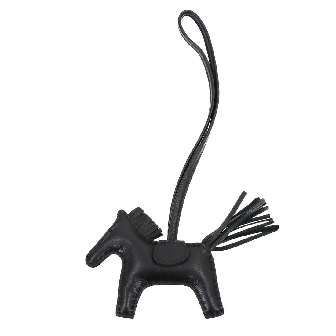 HERMES RODEO PM BAG CHARM AGNEAU MILO: HERMES Rodeo PM Bag Charm Agneau Milo Brand: HERMES Type: Bag Charm Material: Agneau Milo Color: Black Size: W4.7 inch x H3 inch Strap:7.1inch Accessories: None Accessories Notice: When pu