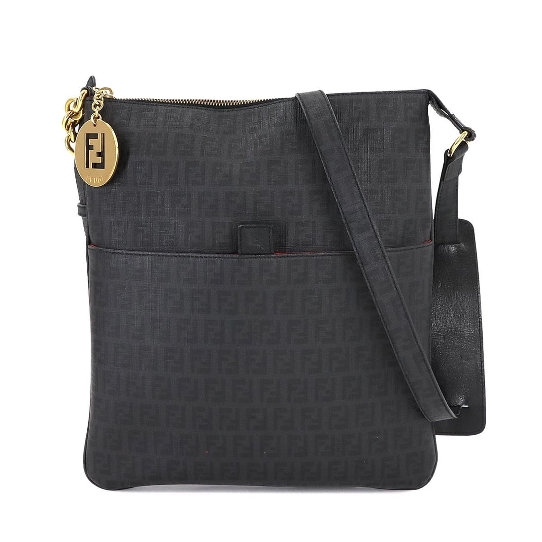 FENDI ZUCCHINO SHOULDER BAG PVC LEATHER: FENDI Zucchino Shoulder Bag PVC Leather Brand: FENDI Type: Shoulder Bag Material: PVC , Leather Color: Gray , Black Size: W 10.63 inch, H 12.20 inch, D 1.18 inch Accessories: None Accessor