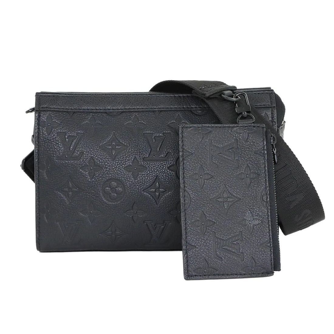 LOUIS VUITTON SHADOW GASTON WEARABLE WALLET SHOULDER: LOUIS VUITTON Shadow Gaston Wearable Wallet Shoulder Brand: LOUIS VUITTON Type: Shoulder Bag Material: Monogram Shadow Leather Color: Black Size: W 8.66 inch, H 5.71 inch, D 1.97 inch Accessories: