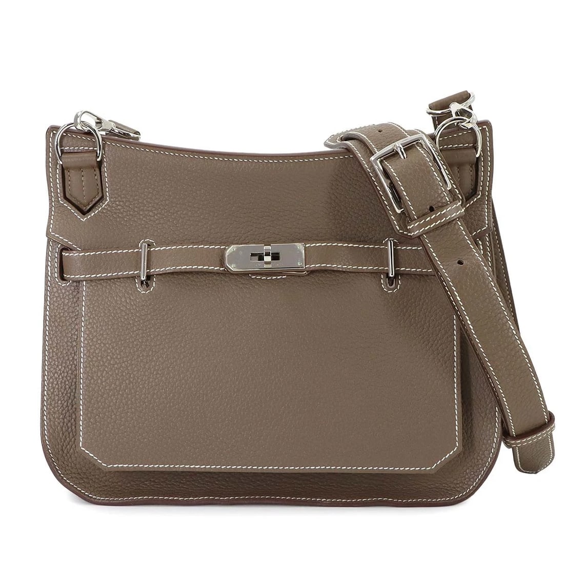 HERMES JYPSIERE 28 SHOULDER BAG TAURILLON CLEMENCE: HERMES Jypsiere 28 Shoulder Bag Taurillon Clemence Brand: HERMES Type: Shoulder Bag Material: Taurillon Clemence Color: Etoupe Size: W 10.83 inch, H 8.66 inch, D 4.92 inch Accessories: None