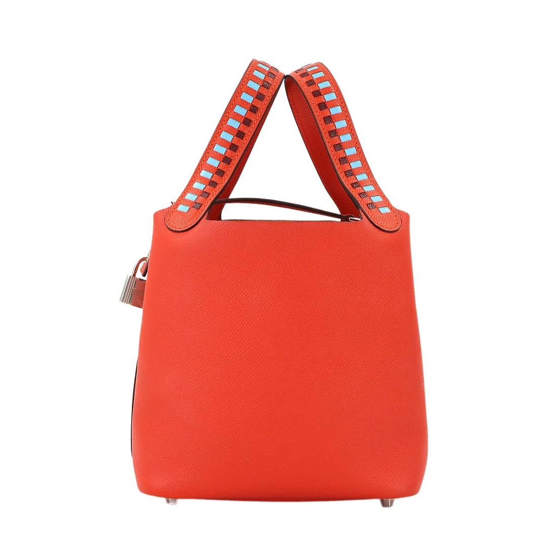 HERMES PICOTIN LOCK PM TRESSAGE HAND BAG: HERMES Picotin Lock PM Tressage Hand Bag Brand: HERMES Type: Hand Bag Material: Veau Epsom Color: Rouge de Coeur , Bleu de Nord , Rouge H Size: W 7.28 inch, H 7.28 inch, D 5.31 inch Accessories: N