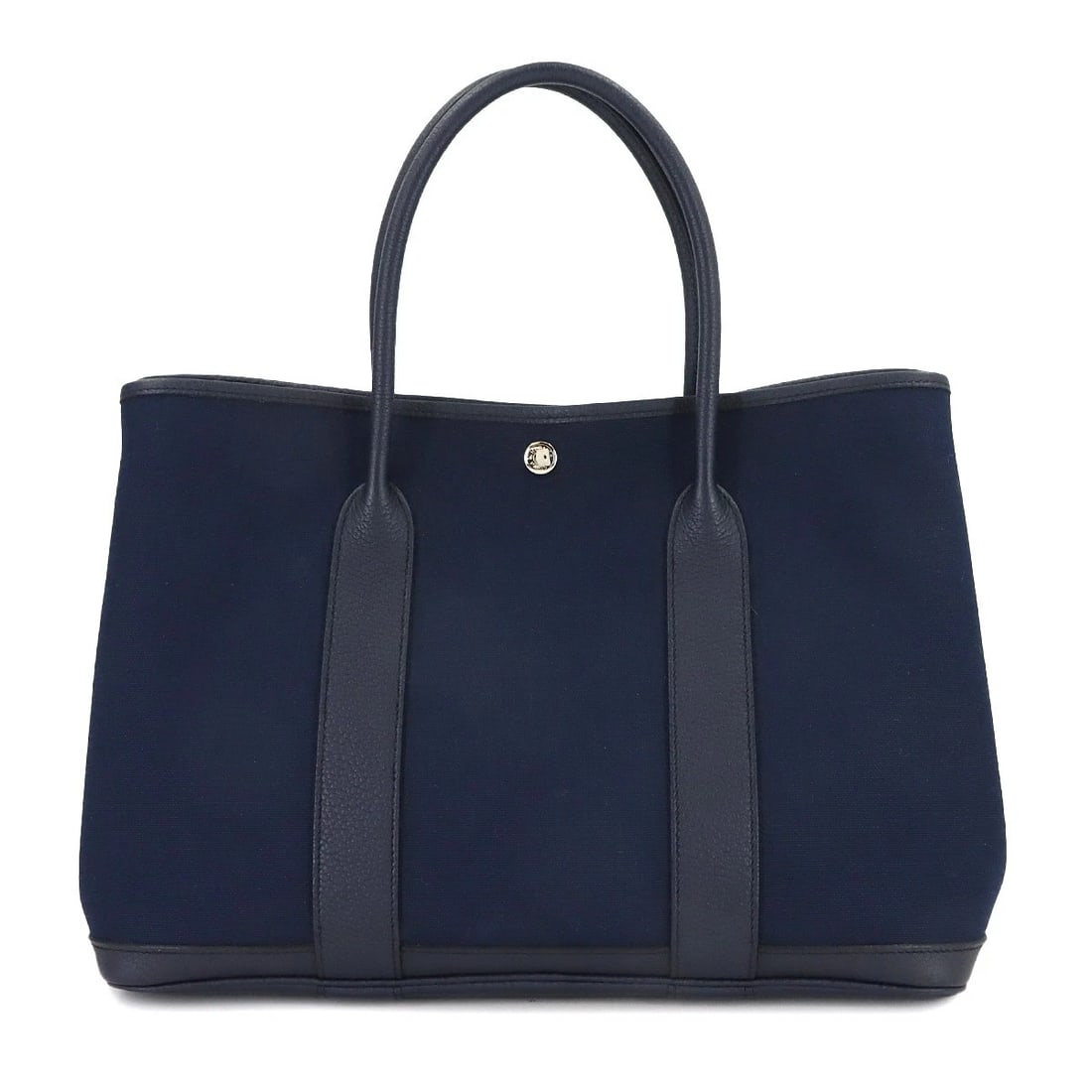 HERMES GARDEN PARTY PM TOTE BAG TOILE MILITAIRE: HERMES Garden Party PM Tote Bag Toile Militaire Brand: HERMES Type: Tote Bag Material: Toile Militaire , Negonda Color: Blue Marine , Blue Indigo Size: W 14.17 inch, H 9.84 inch, D 7.09 inch Acces