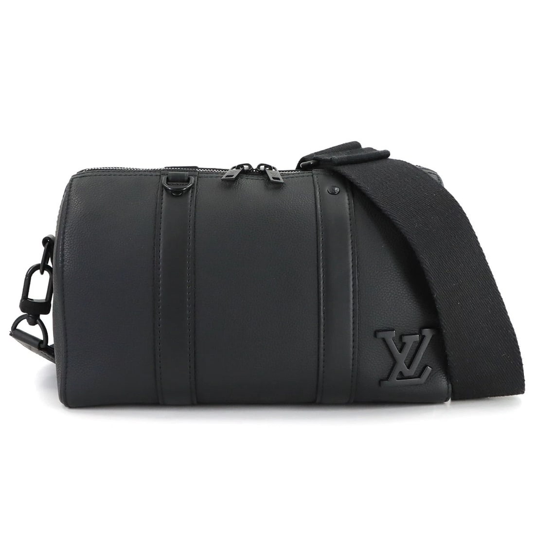 LOUIS VUITTON CITY KEEPALL SHOULDER BAG LEATHER: LOUIS VUITTON City Keepall Shoulder Bag Leather Brand: LOUIS VUITTON Type: Shoulder Bag Material: Aerogram Leather Color: Black Size: W 10.63 inch, H 6.50 inch, D 5.12 inch Accessories: None