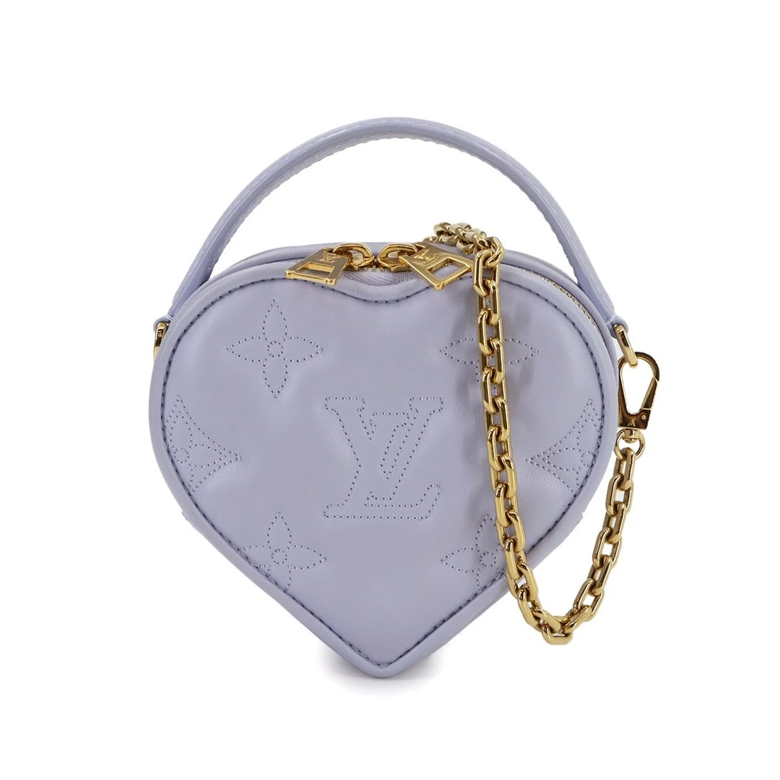 LOUIS VUITTON BUBBLEGRAM POP MY HEART SHOULDER BAG: LOUIS VUITTON Bubblegram Pop My Heart Shoulder Bag Brand: LOUIS VUITTON Type: Hand Bag / Shoulder Bag Material: Leather Color: Light Purple Size: W 5.51 inch, H 4.92 inch, D 2.17 inch Accessories: