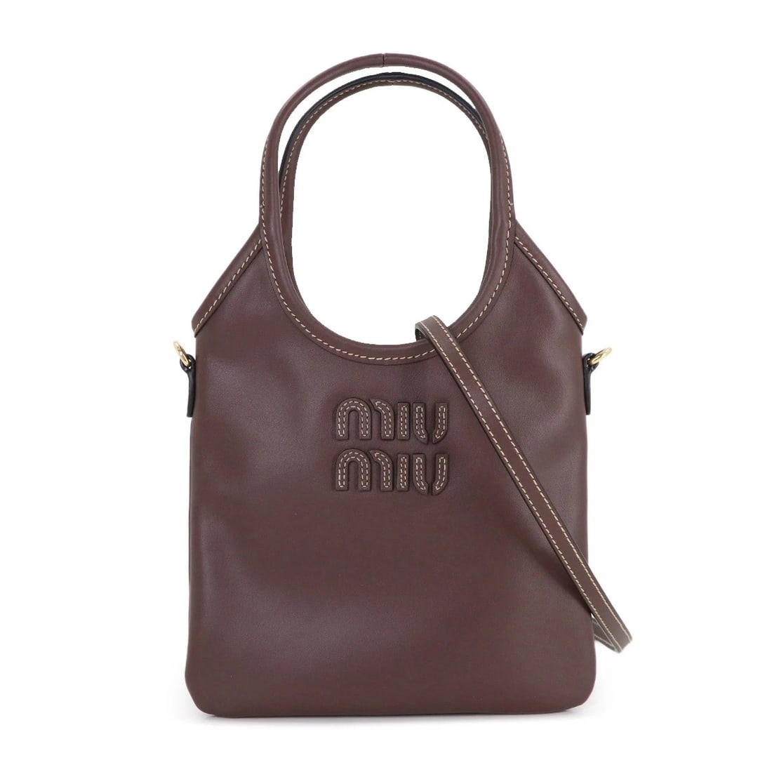 MIUMIU IVY HAND SHOULDER BAG LETHER BROWN: MIUMIU IVY Hand Shoulder Bag Lether Brown Brand: MIUMIU Type: Hand Bag / Shoulder Bag Material: Leather Color: Brown Size: W 7.87 inch, H 7.09 inch, D 0.79 inch Accessories: None Accessories Notice: