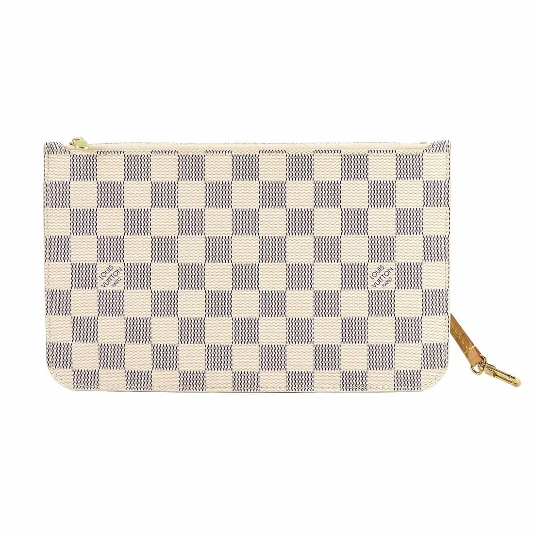 LOUIS VUITTON DAMIER AZUR BEIGE POUCH PURSE: LOUIS VUITTON Damier Azur Beige Pouch Purse Brand: LOUIS VUITTON Type: Pouch Material: Damier Azur Canvas Color: Damier Azur , Beige Size: W 9.65 inch, H 5.91 inch, D 0.00 inch Accessories: None <