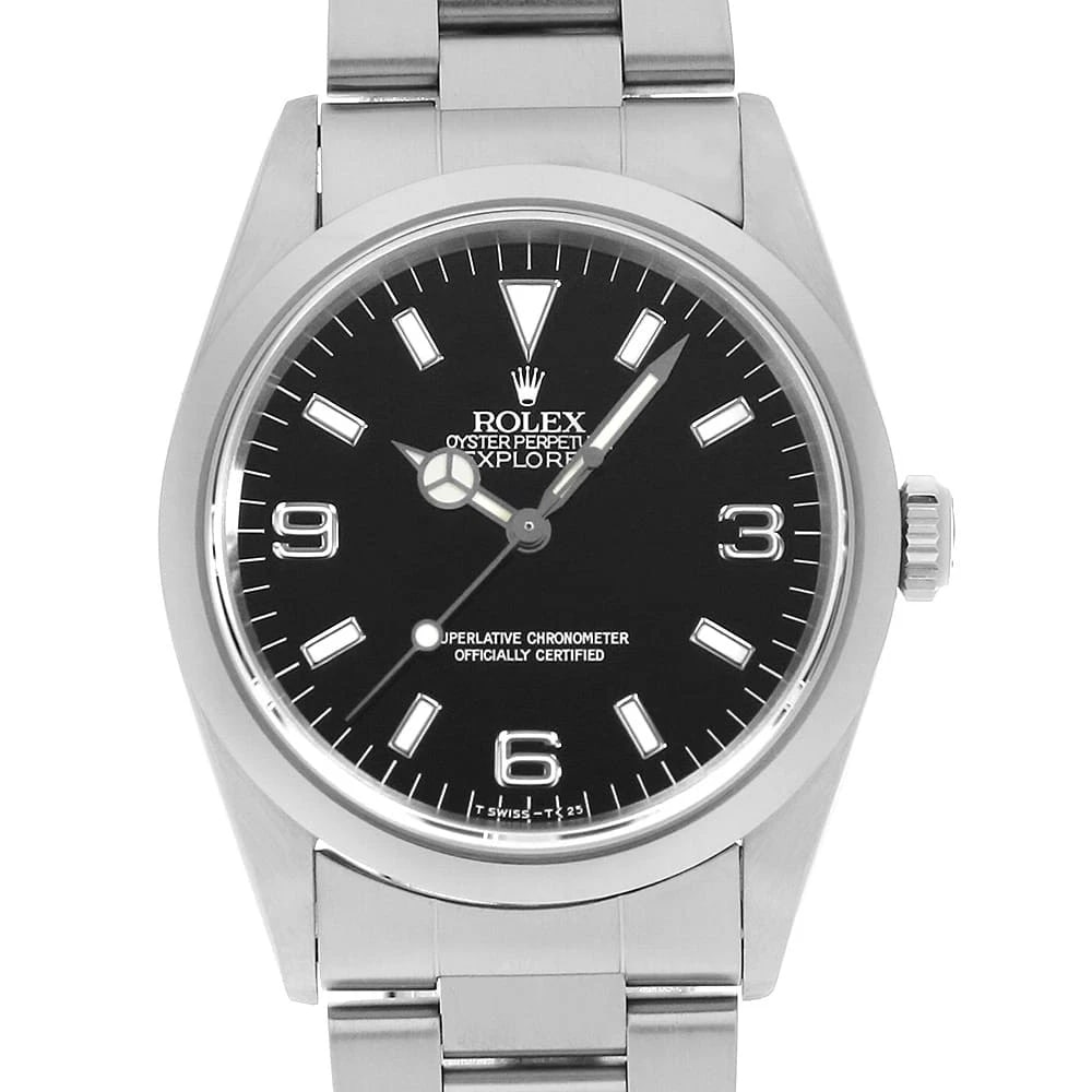ROLEX EXPLORER BLACK TRITIUM WATCH: ROLEX Explorer black tritium Watch Brand: ROLEX Type: Wrist watch Material: Band Material Stainless Steel, Case Material Stainless Steel Color: Dial Colour Black Size: Case:W36mm Circumference of Wris