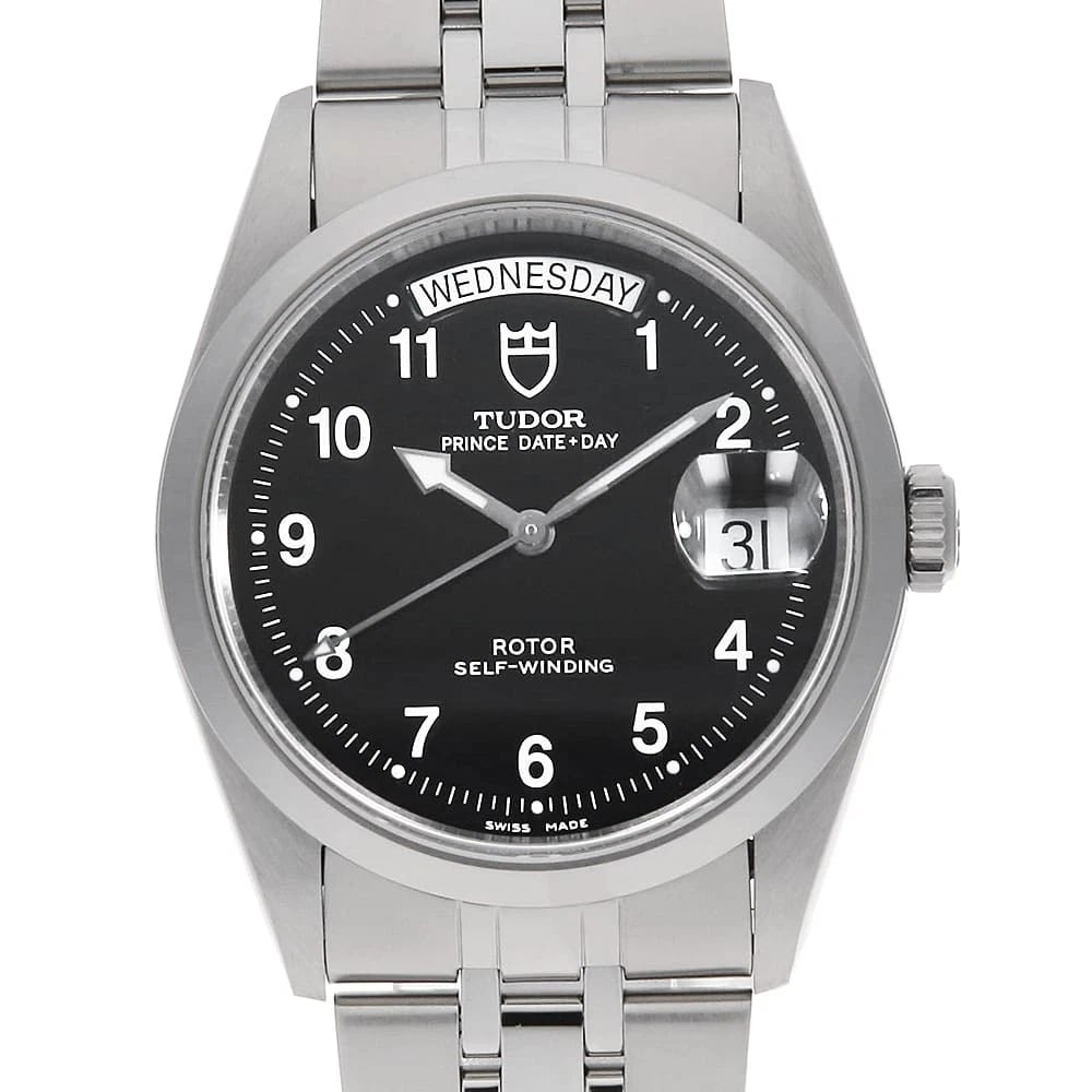 TUDOR PRINCE DATE WATCH: TUDOR Prince Date Watch Brand: TUDOR Type: Wrist watch Material: Band Material Stainless Steel, Case Material Stainless Steel Color: Dial Colour Black Size: Case:W36mm Circumference of Wrist:19cm