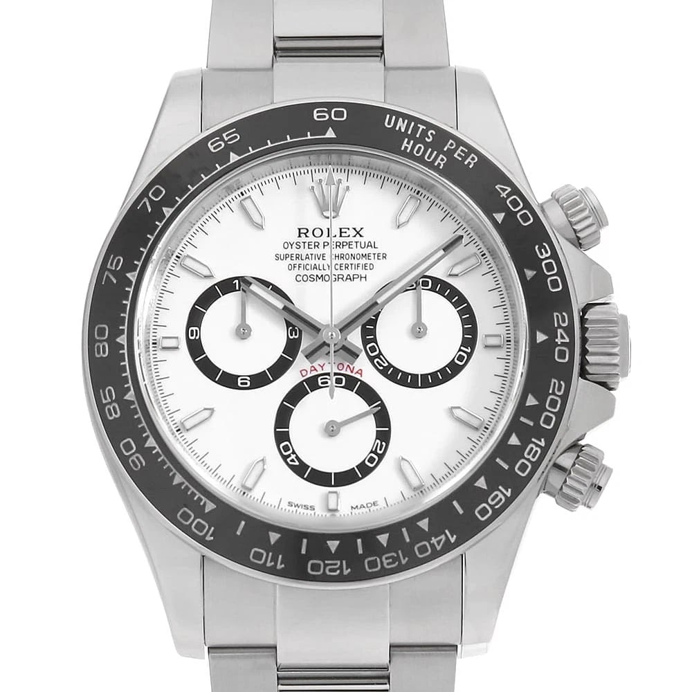 ROLEX COSMOGRAPH DAYTONA WHITE WATCH: ROLEX Cosmograph Daytona white Watch Brand: ROLEX Type: Wrist watch Material: Band Material Stainless Steel, Case Material Stainless Steel Color: Dial Colour White Size: Case:W40mm Circumference of Wr