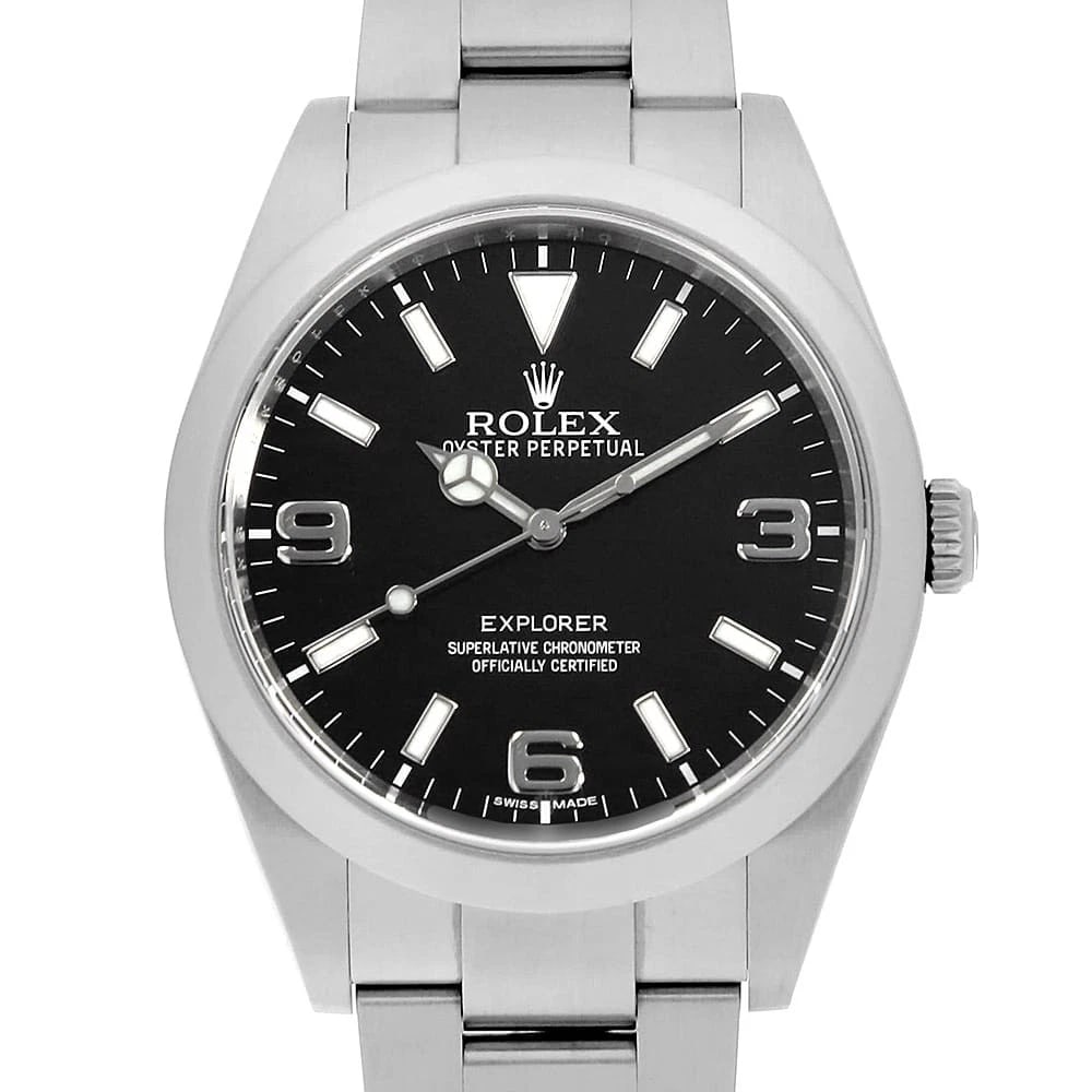 ROLEX EXPLORER BLACK WATCH: ROLEX Explorer black Watch Brand: ROLEX Type: Wrist watch Material: Band Material Stainless Steel, Case Material Stainless Steel Color: Dial Colour Black Size: Case:W39mm Circumference of Wrist:19cm