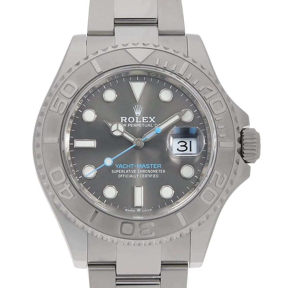 ROLEX YACHT MASTER SLATE WATCH: ROLEX Yacht master slate Watch Brand: ROLEX Type: Wrist watch Material: Band Material Stainless Steel, Case Material Stainless Steel/Platinum Color: Dial Colour Slate Size: Case:W40mm Circumference