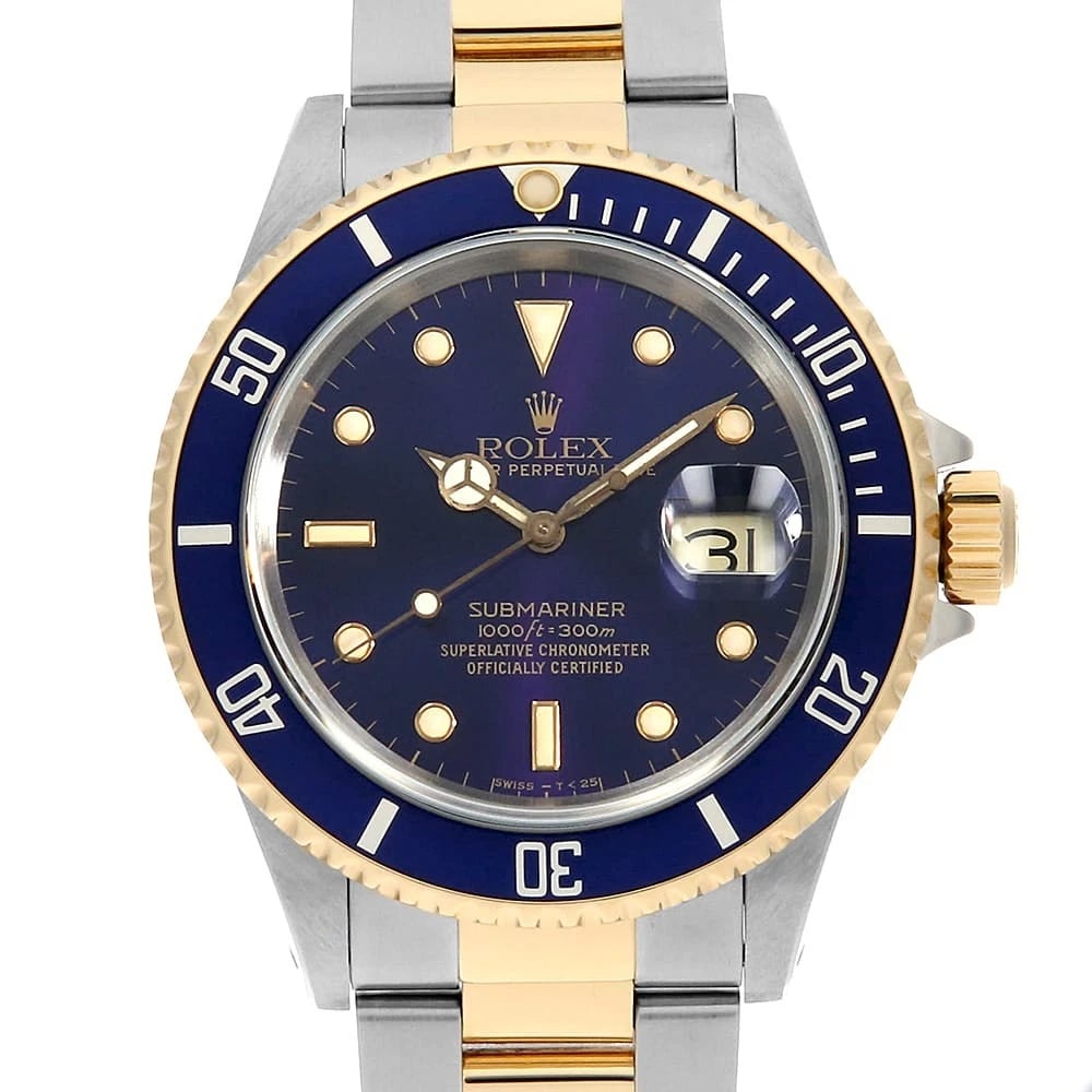 ROLEX SUBMARINER DATE VIOLET WATCH: ROLEX SUBMARINER Date violet Watch Brand: ROLEX Type: Wrist watch Material: Band Material Stainless Steel/Yellow Gold, Case Material Stainless Steel/Yellow Gold Color: Dial Colour Violet Size: Case:W4