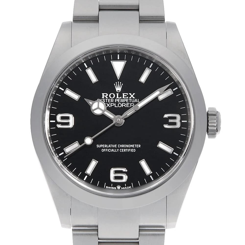 ROLEX EXPLORER BLACK WATCH: ROLEX Explorer black Watch Brand: ROLEX Type: Wrist watch Material: Band Material Stainless Steel, Case Material Stainless Steel Color: Dial Colour Black Size: Case:W40mm Circumference of Wrist:19cm