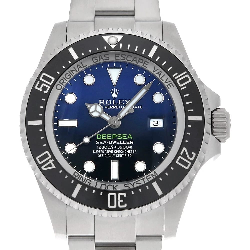 ROLEX DEEP SEA BLUE WATCH: ROLEX Deep sea blue Watch Brand: ROLEX Type: Wrist watch Material: Band Material Stainless Steel, Case Material Stainless Steel Color: Dial Colour Blue Size: Case:W44mm Circumference of Wrist:20.5cm