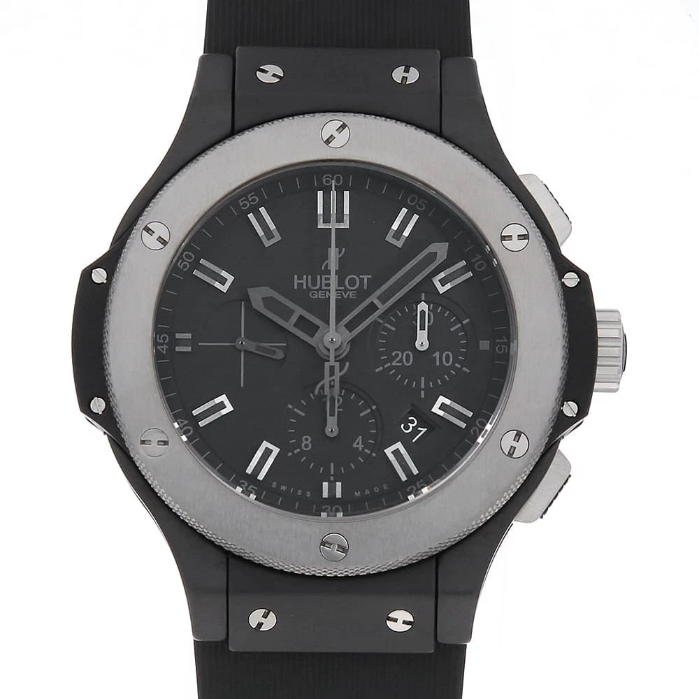 HUBLOT BIG BANG ICE WATCH: HUBLOT Big bang ice Watch Brand: HUBLOT Type: Wrist watch Material: Band Material rubber, Case Material tungsten/ceramic Color: Dial Colour Black Size: Case:W44mm Accessories: None Accesso
