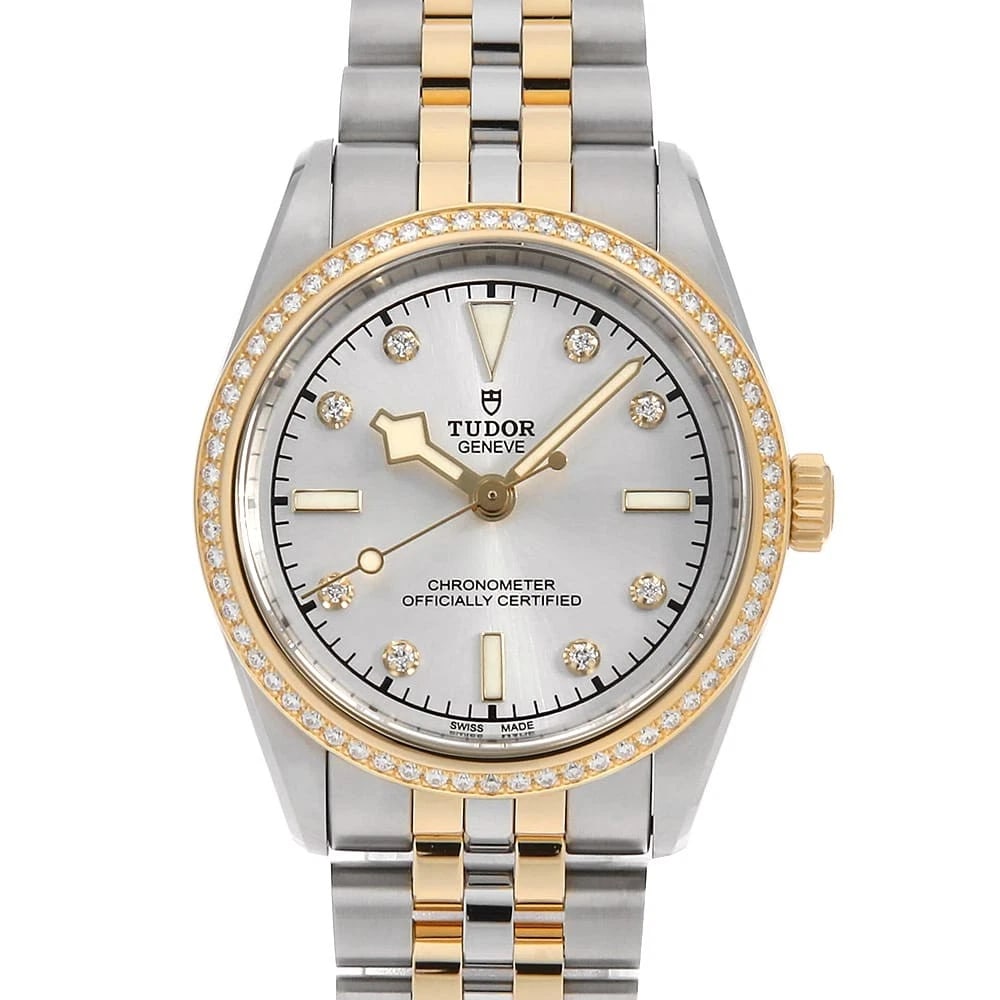 TUDOR BLACK WATCH: TUDOR Black Watch Brand: TUDOR Type: Wrist watch Material: Band Material Stainless Steel/Yellow Gold, Case Material Stainless Steel/Yellow Gold Color: Dial Colour Silver Size: Case:W31mm Circumference